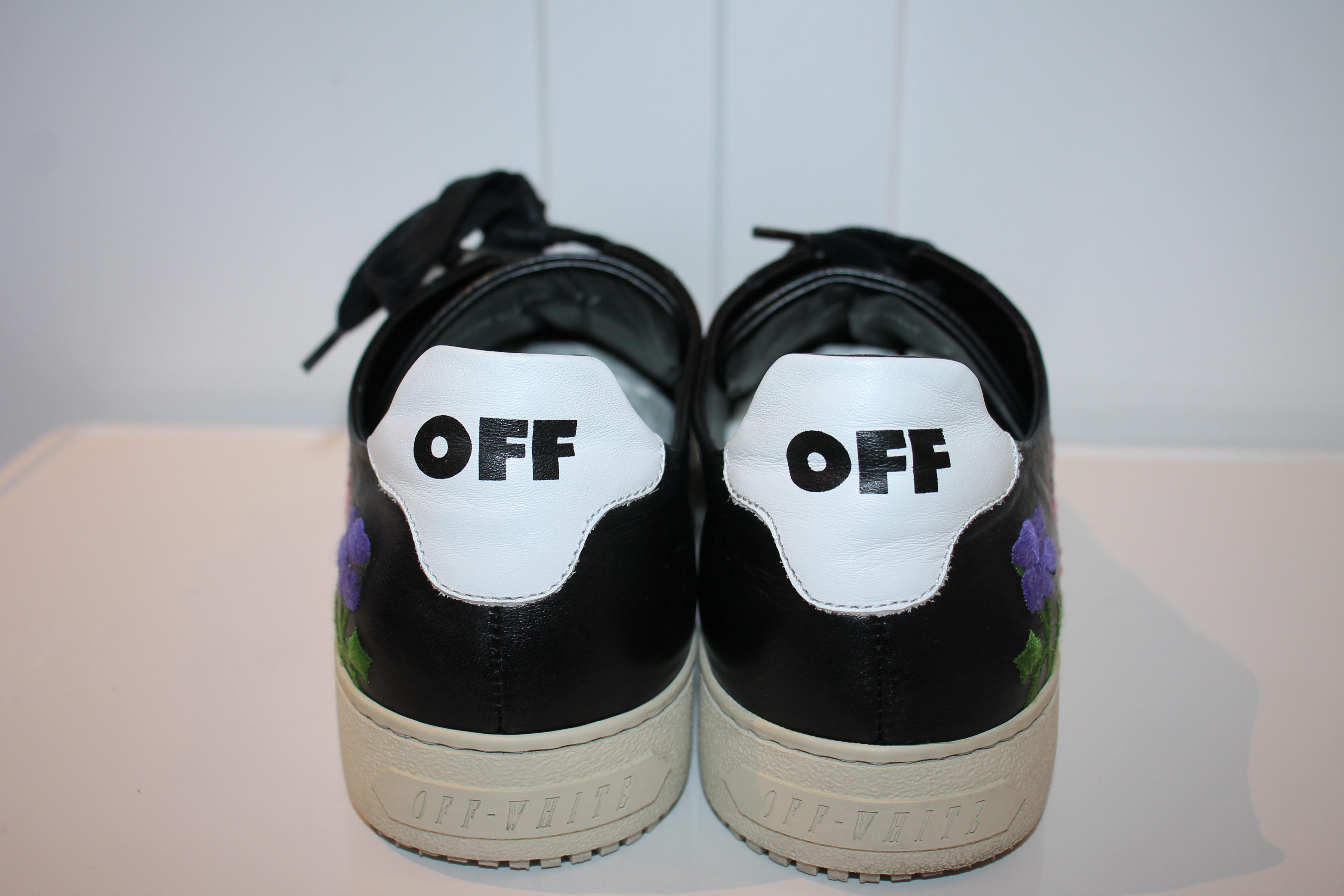 Black OFF WHITE x Virgil Abloh Floral-Embroidered Low-Top Sneakers For Sale