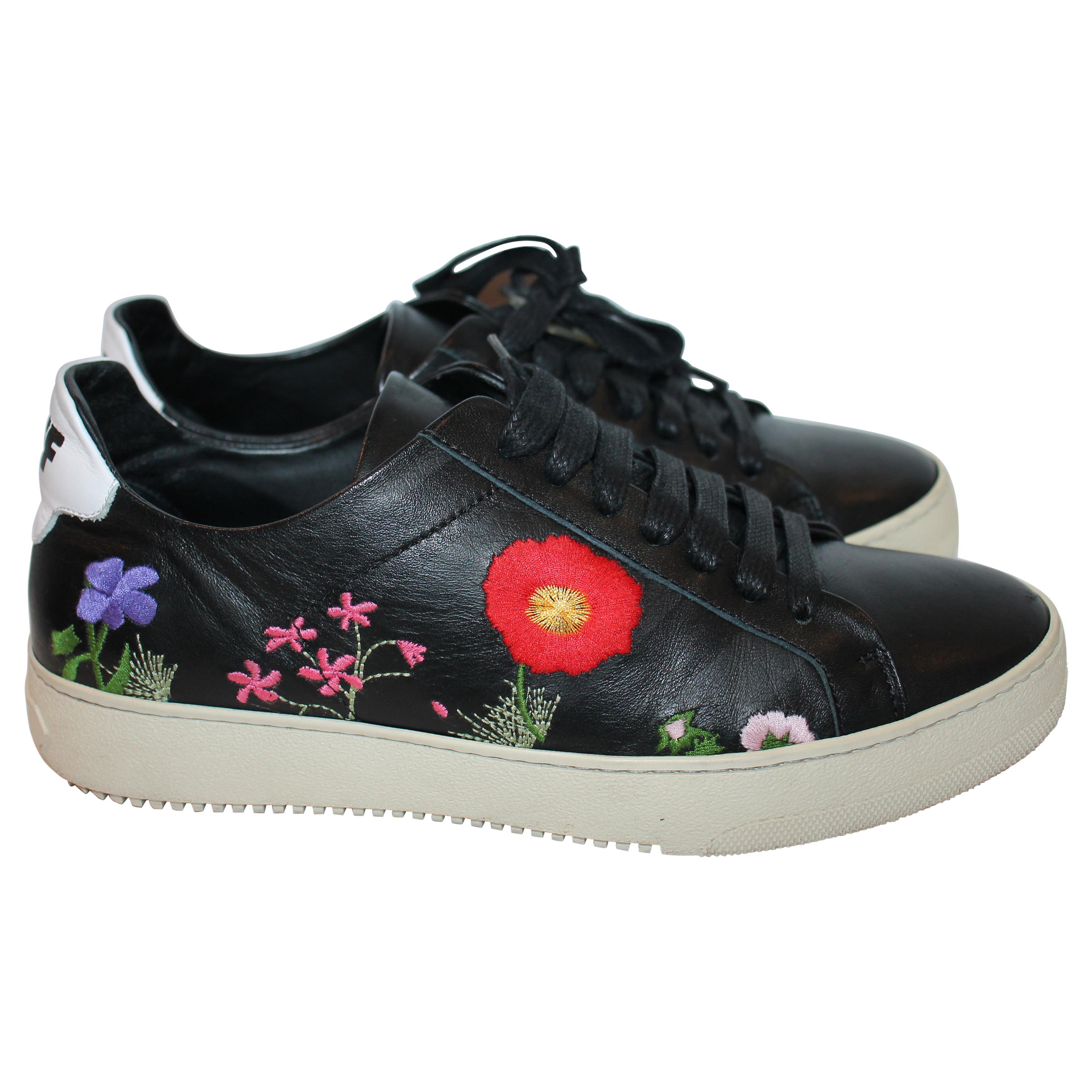 OFF WHITE x Virgil Abloh Floral-Embroidered Low-Top Sneakers For Sale