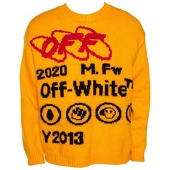 Off-White Yellow Bonded Knit Crew Neck Sweater M