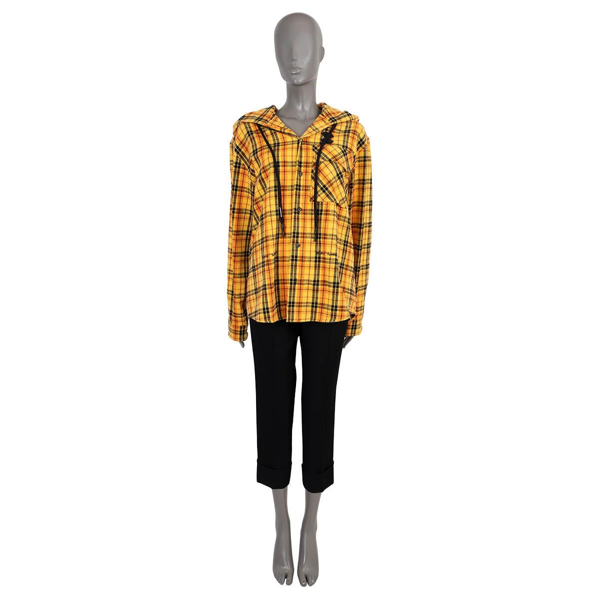 OFF-WHITE yellow cotton CHECKED HOODED FLANNEL Shirt XXS For Sale 1
