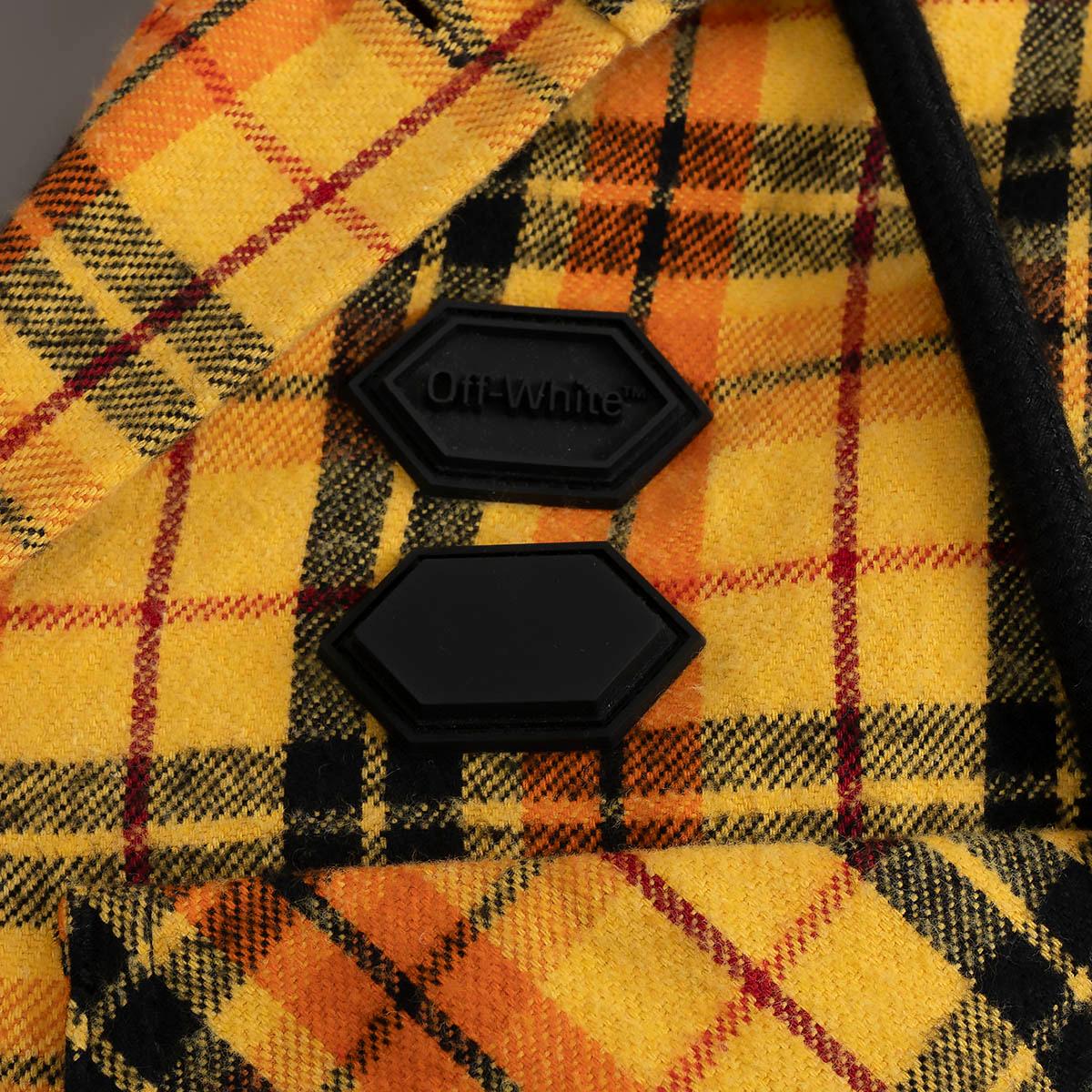 OFF-WHITE yellow cotton CHECKED HOODED FLANNEL Shirt XXS For Sale 3