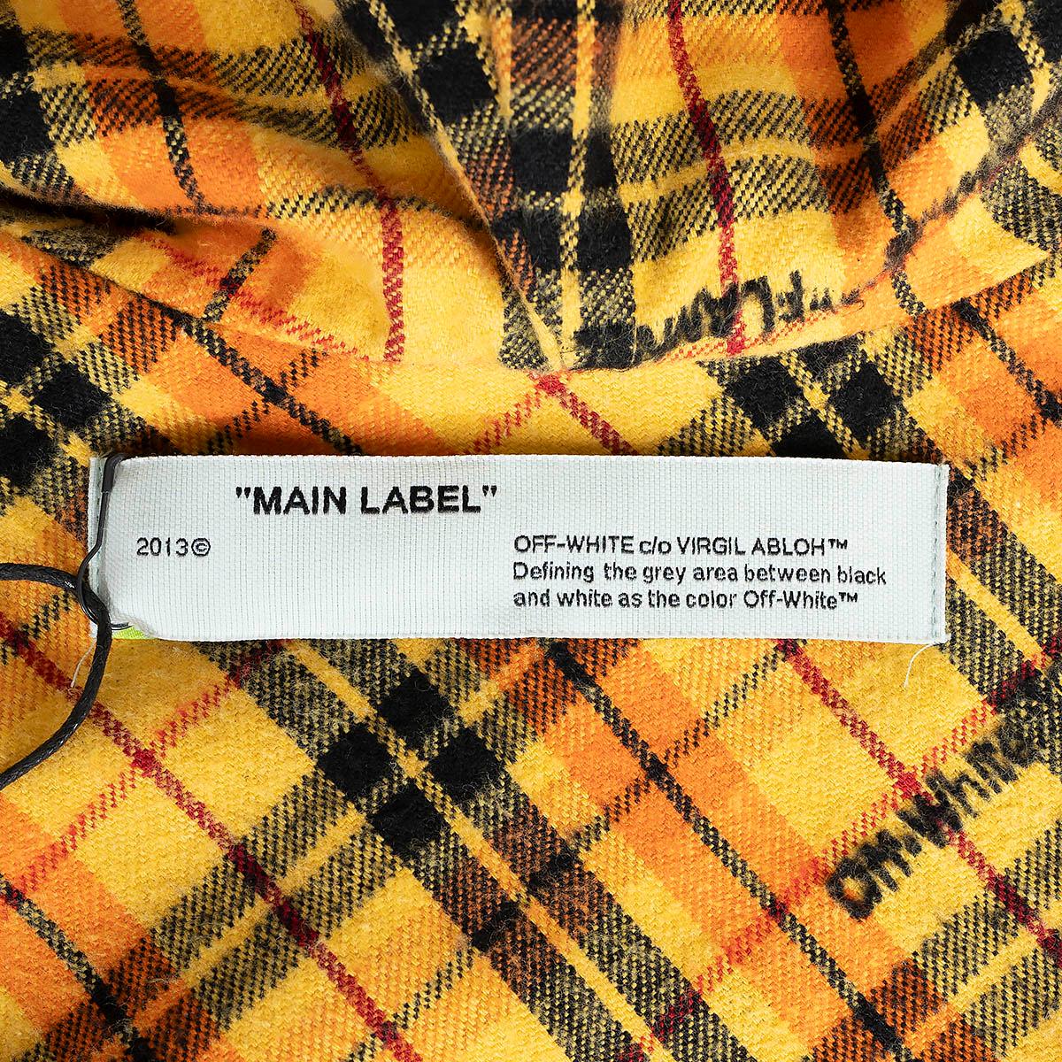 OFF-WHITE yellow cotton CHECKED HOODED FLANNEL Shirt XXS For Sale 5