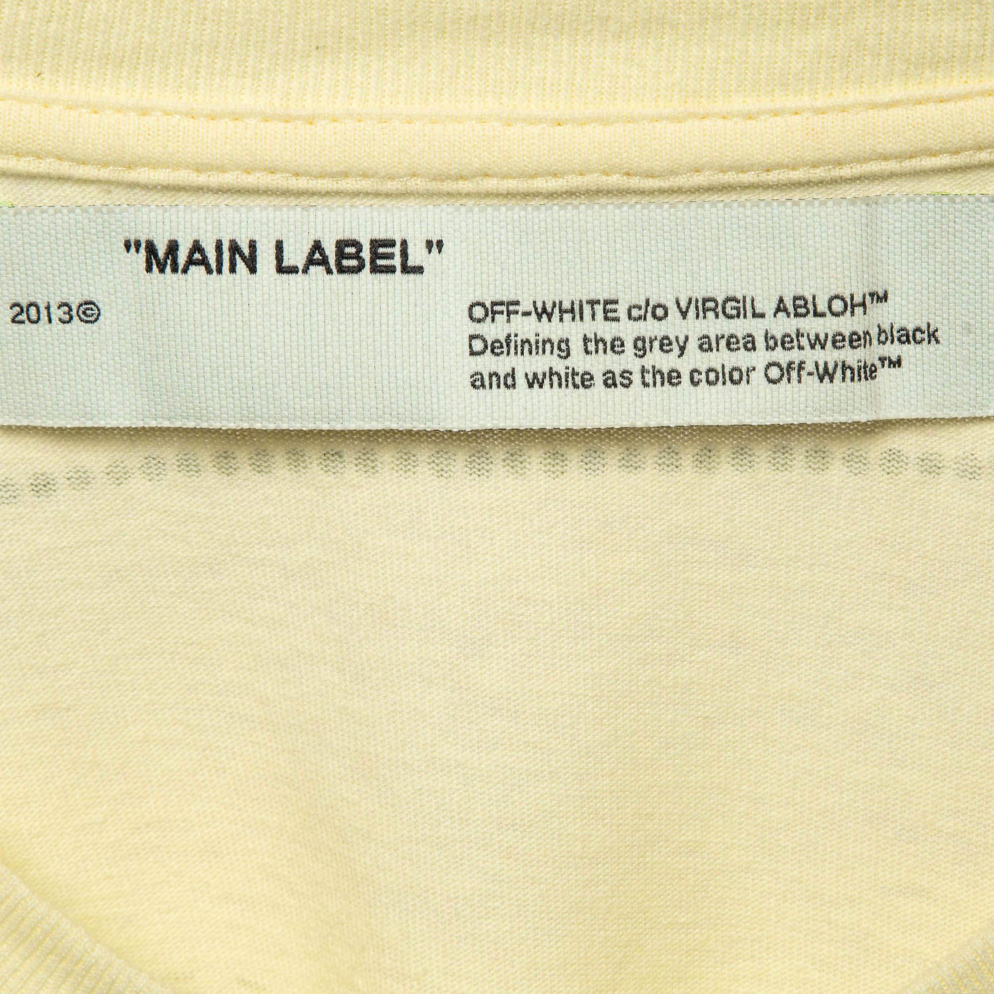 Camiseta de algodón amarillo de Off-White con logotipo de cristal embellecido S en Bueno estado para la venta en Dubai, Al Qouz 2
