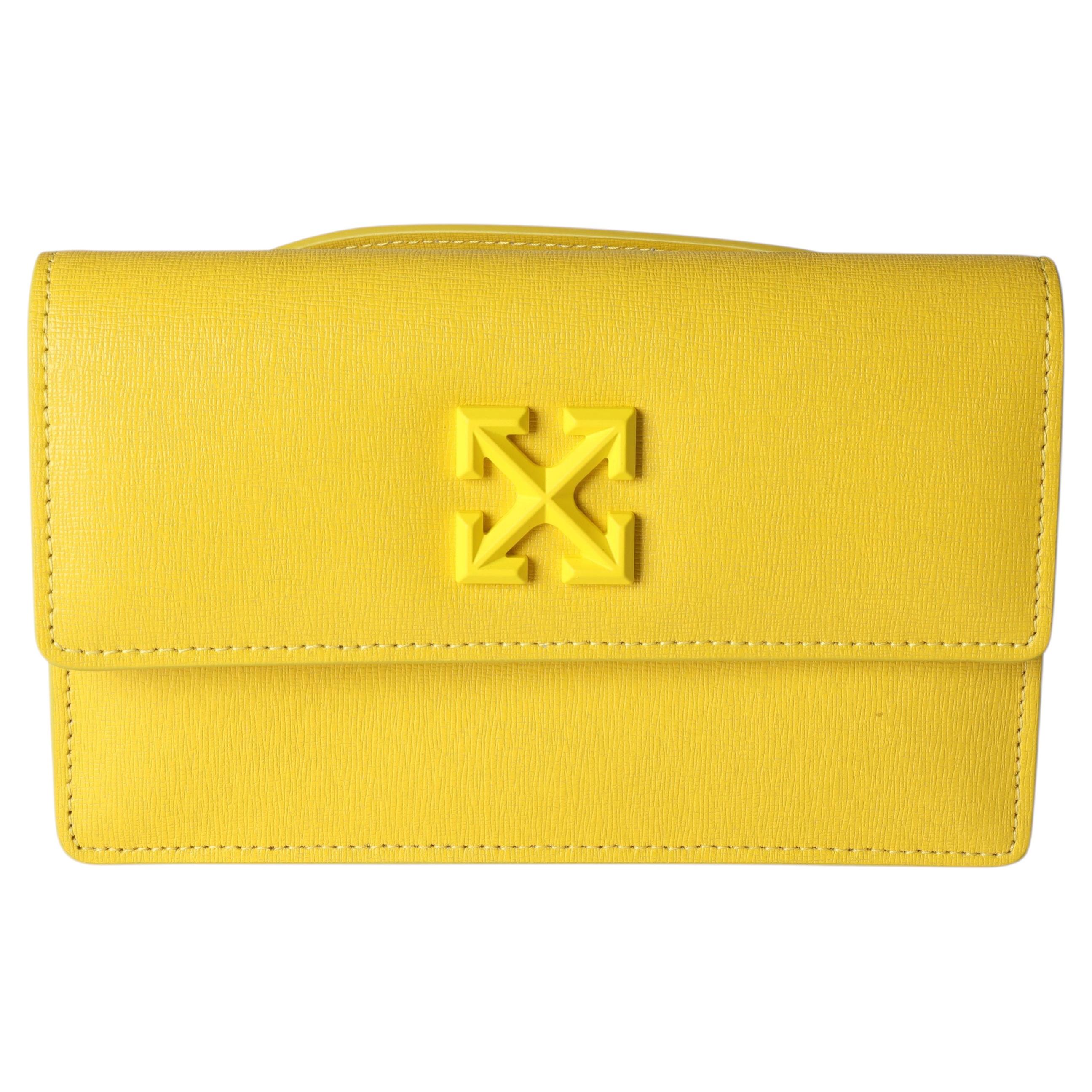 Pre-owned Off-white Yellow Saffiano Leather Jitney 0.8 Tonal Arrow Belt Bag