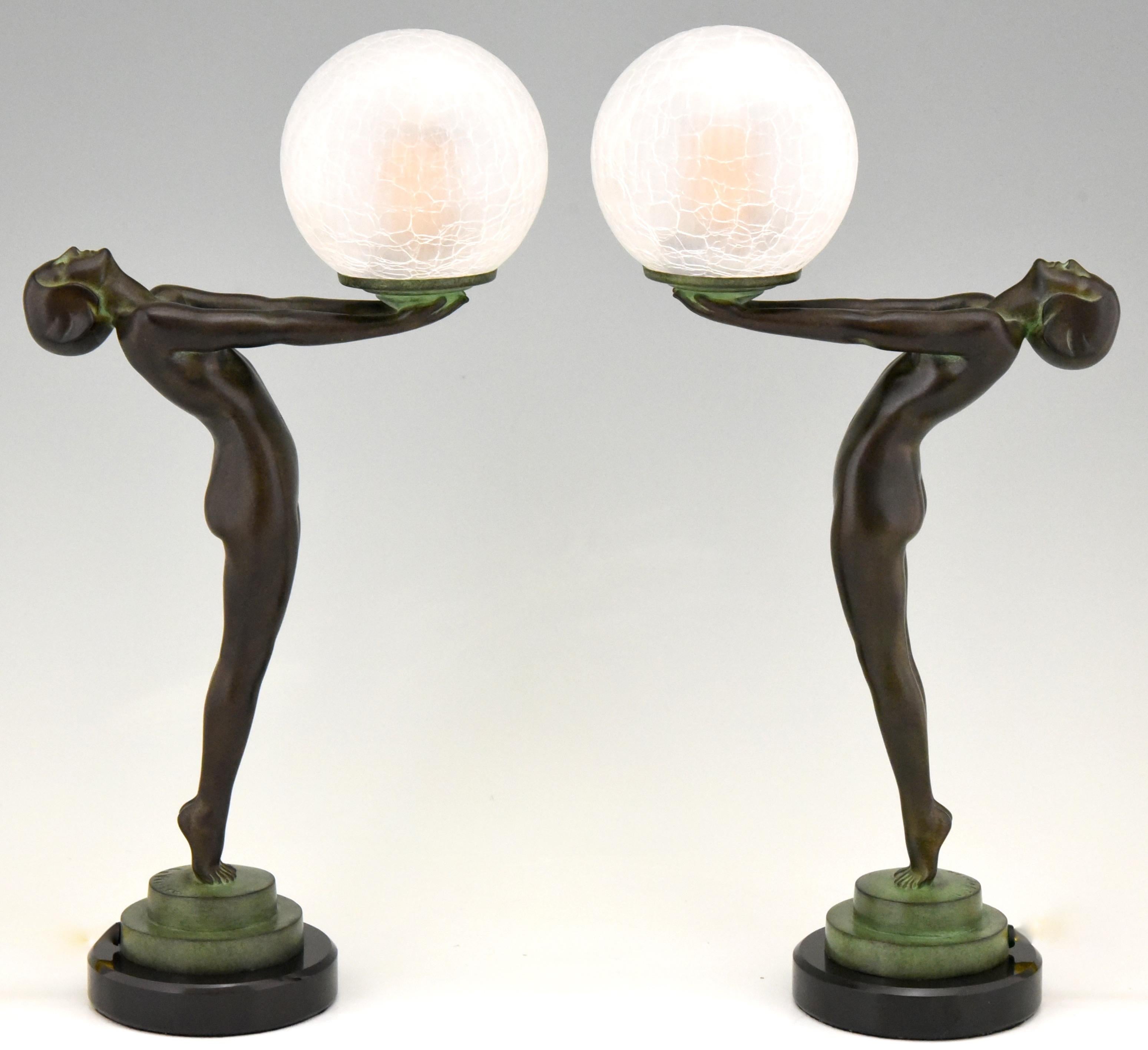 OFFER FOR JOHN: A pair of Art Deco style lamps by Max Le Verrier. 