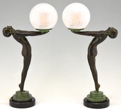 OFFER FOR JOHN: A pair of Art Deco style lamps by Max Le Verrier. 