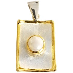 OFFER for Marlene Pearl Fine Silver 24 Karat Gold Pendant with Handwoven Chain