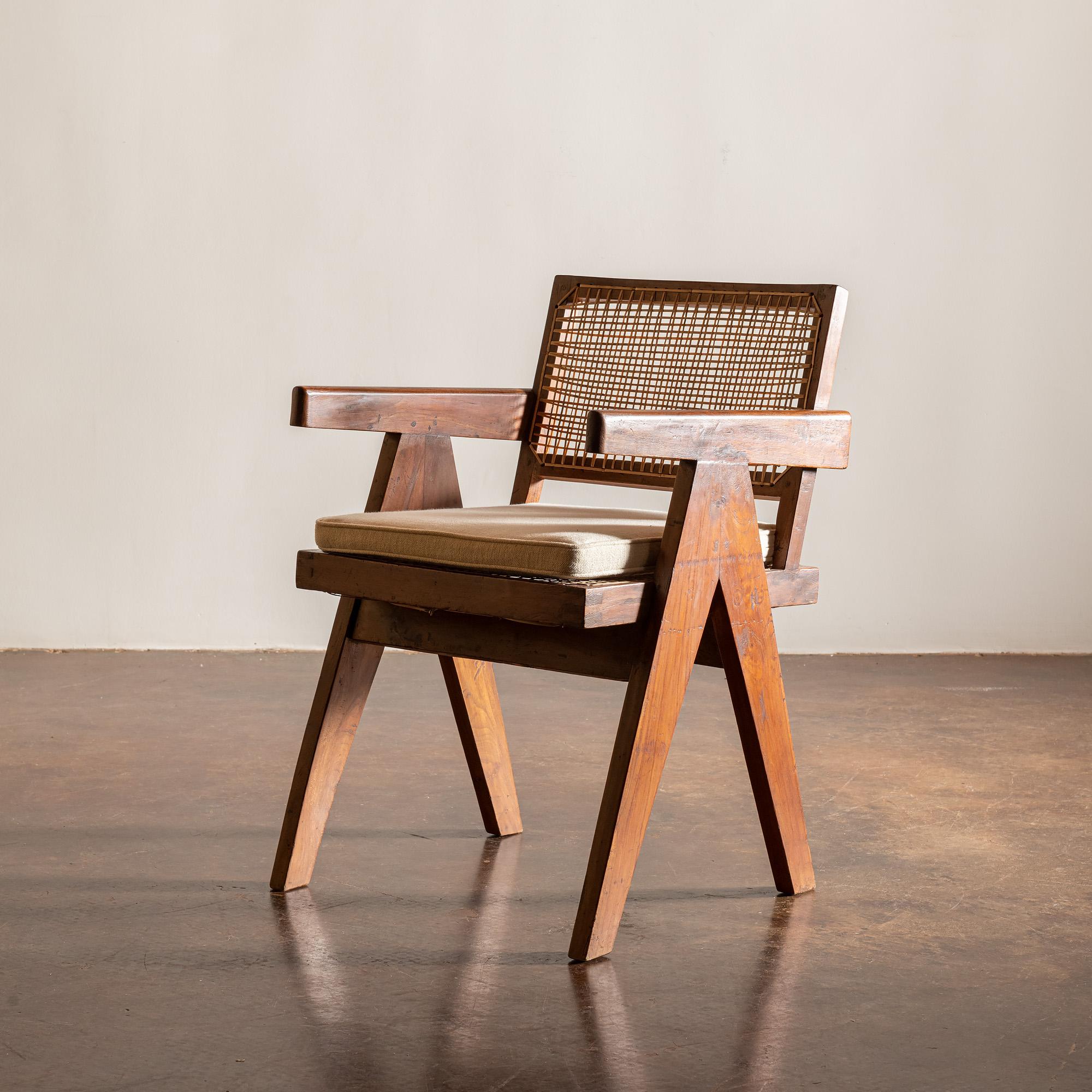 Teak Office Armchair by Pierre Jeanneret, India, 1950s