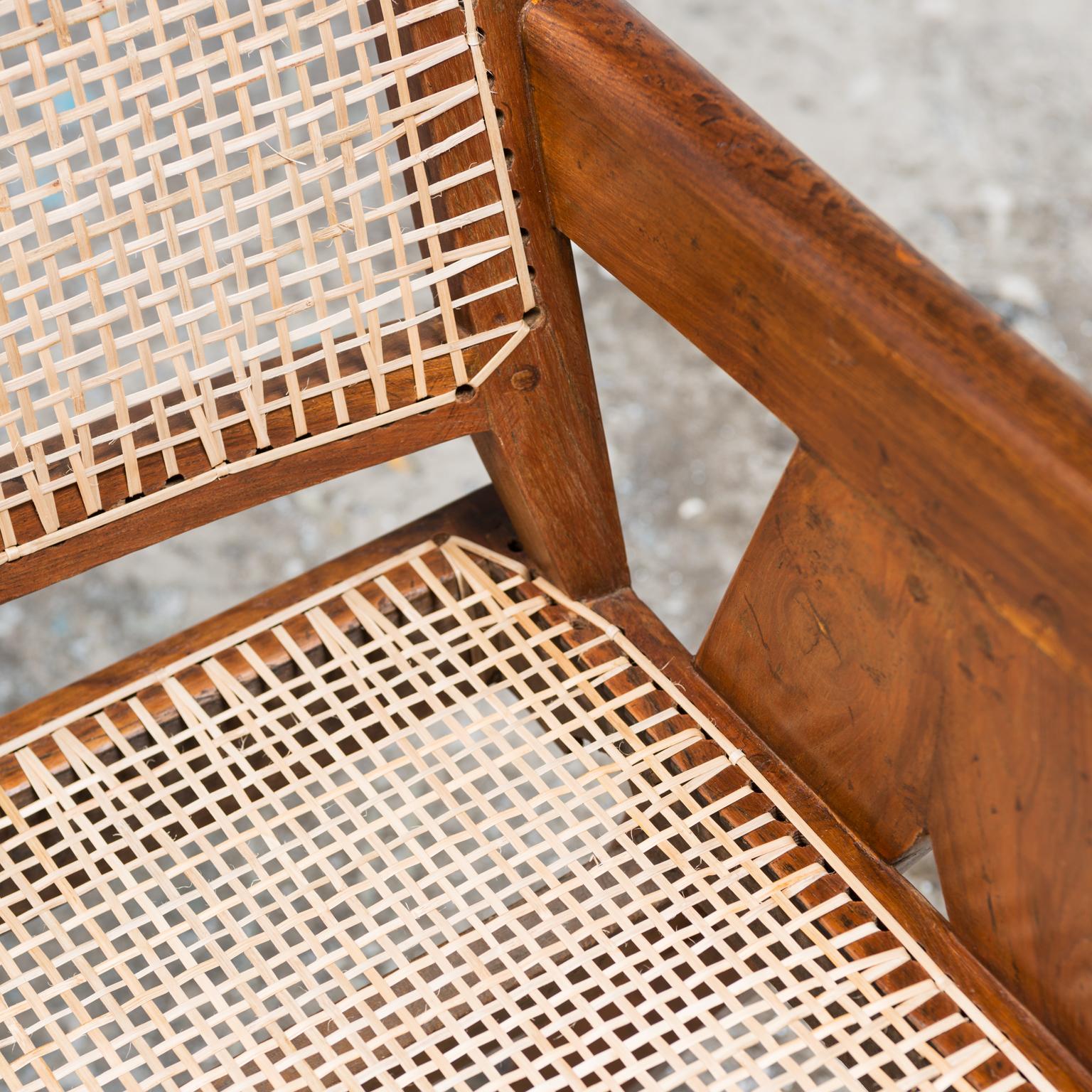 Hand-Woven Office Armchair by Pierre Jeanneret, India, 1950s