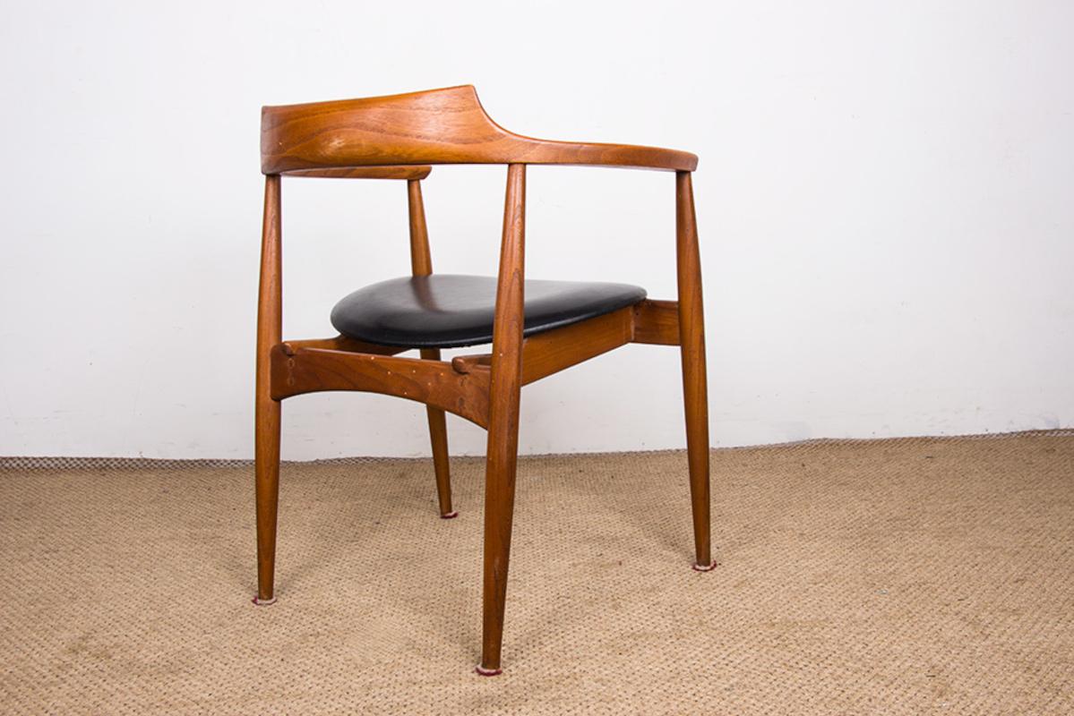 Fauteuil de bureau en orme et teck skai modèle ST 750 Arne Wahl Iversen 1960. en vente 3