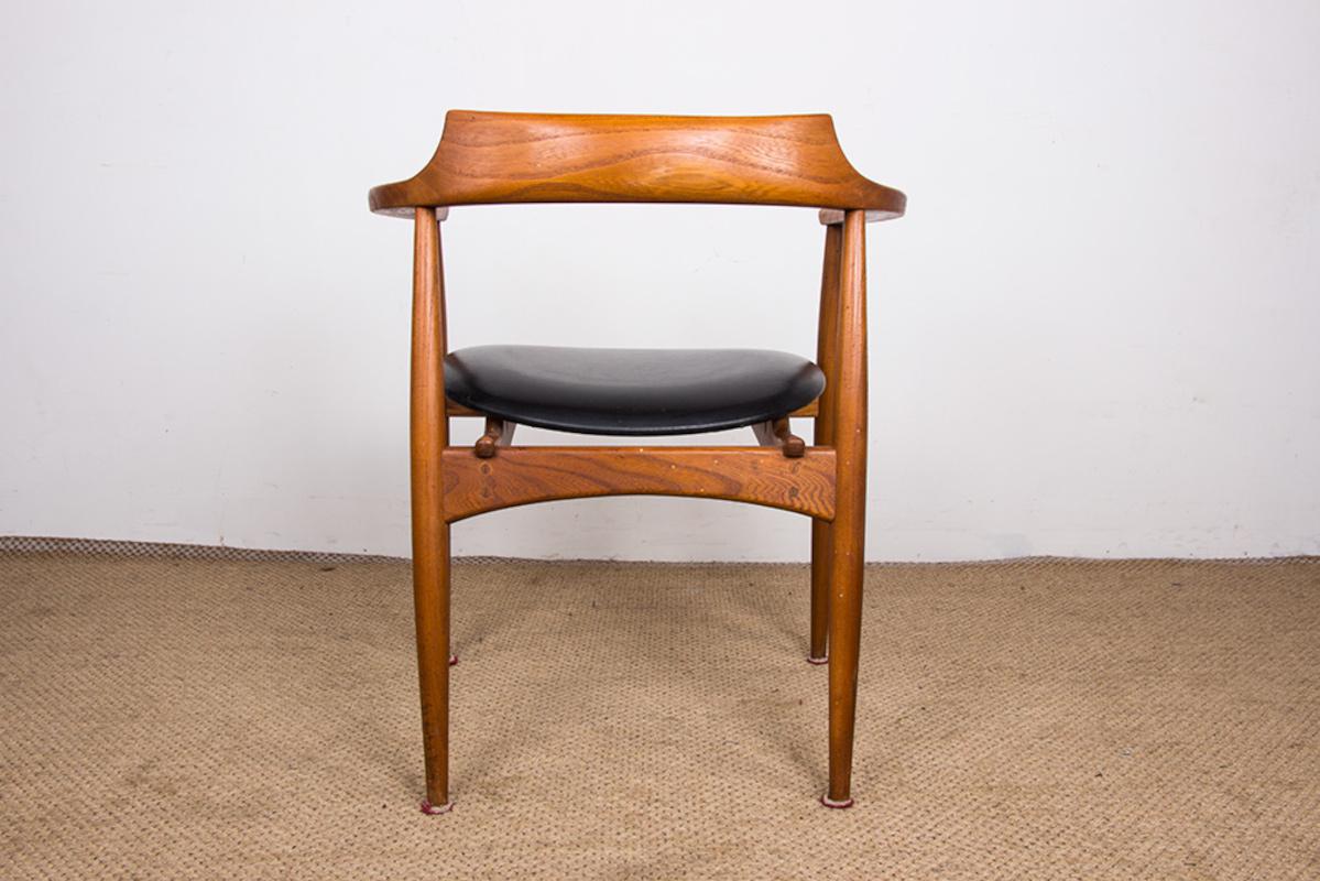 Fauteuil de bureau en orme et teck skai modèle ST 750 Arne Wahl Iversen 1960. en vente 5
