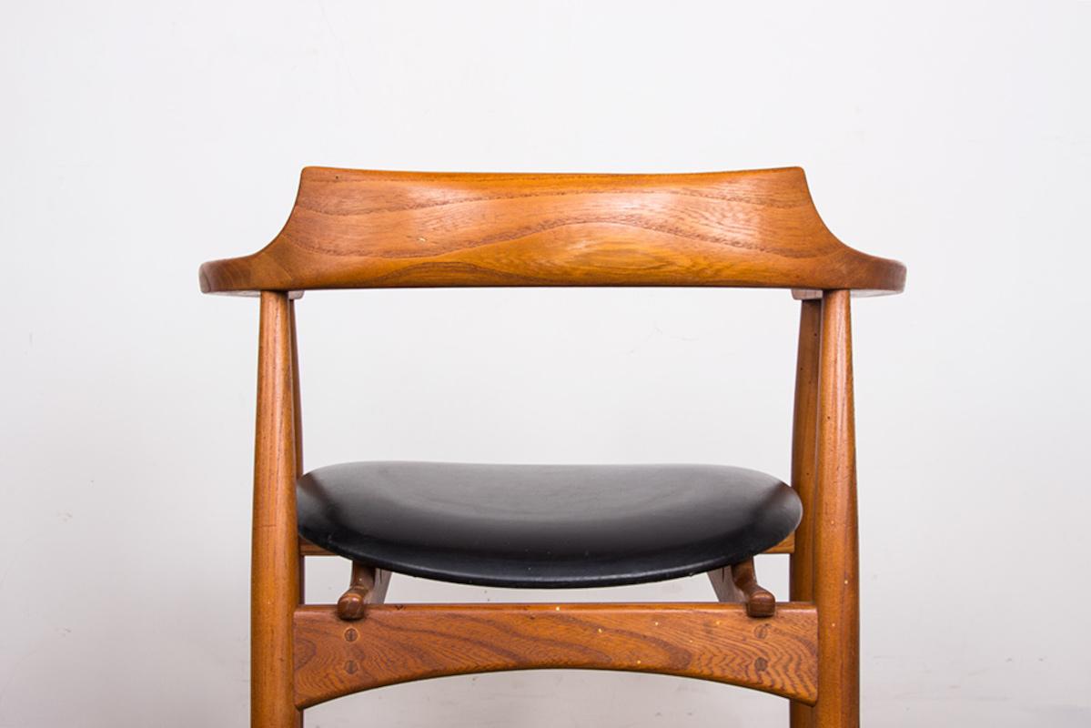 Fauteuil de bureau en orme et teck skai modèle ST 750 Arne Wahl Iversen 1960. en vente 6