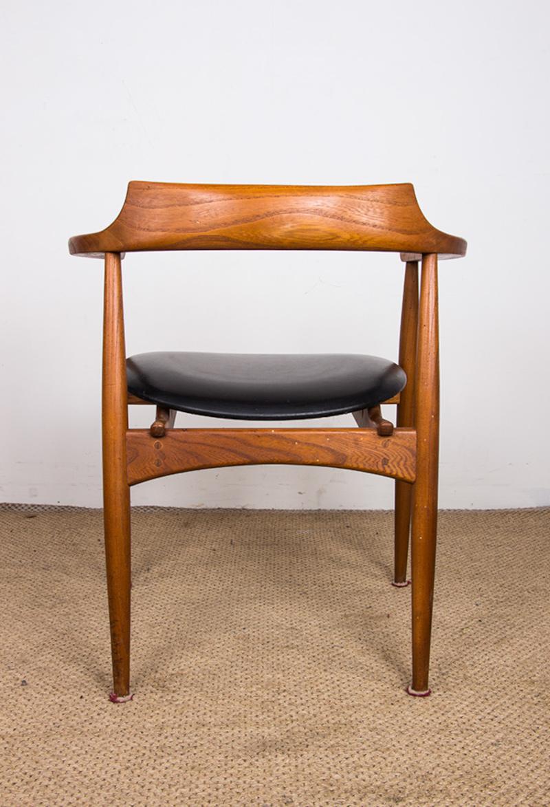 Fauteuil de bureau en orme et teck skai modèle ST 750 Arne Wahl Iversen 1960. en vente 7