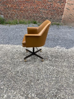 Office Armchair in Faux Leather and Metal circa 1960