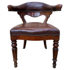 Office armchair – Napoleon III style – Oak and leather – 19th century.