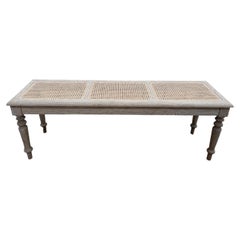 Office bench – Louis-Philippe style – Solid oak and canework