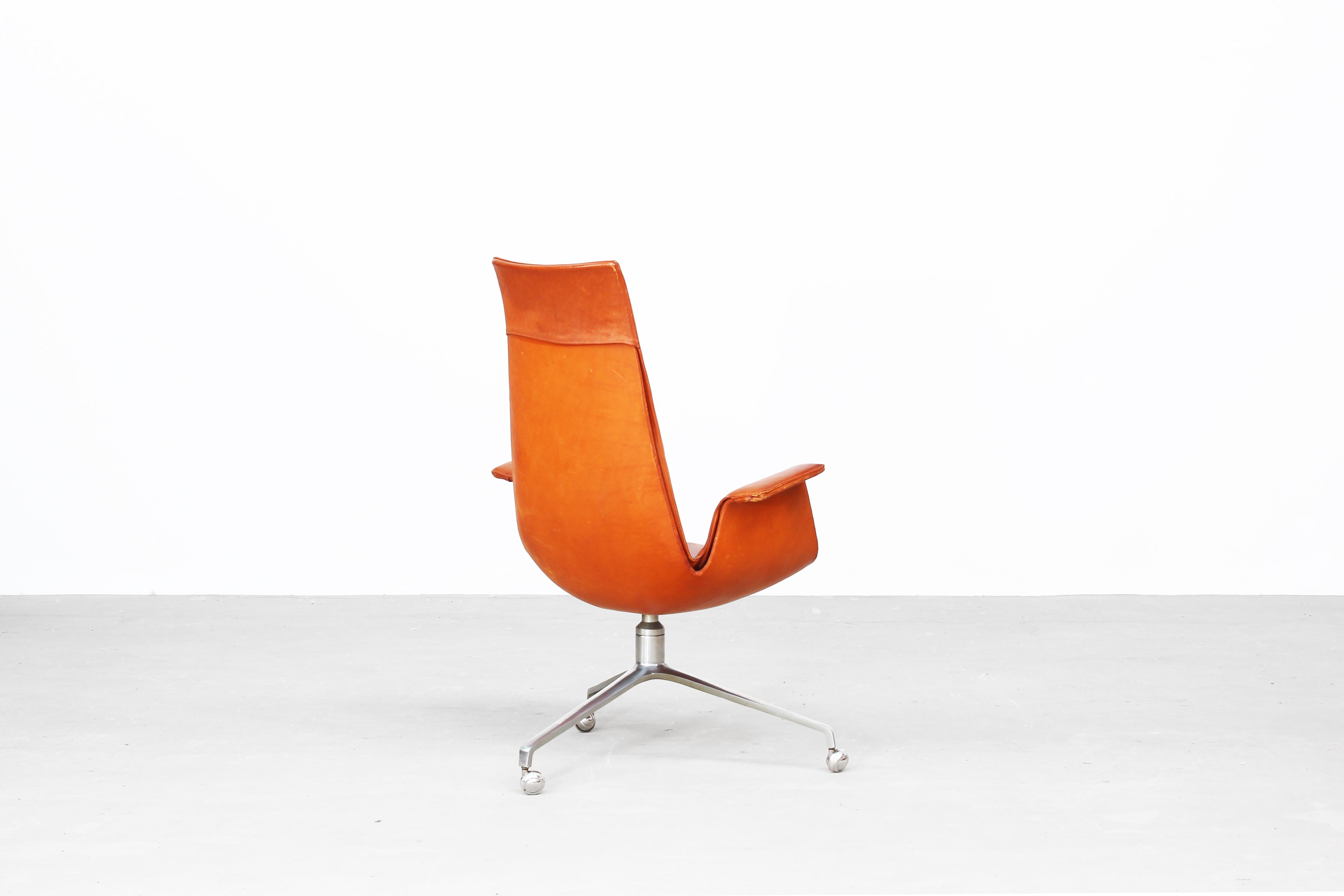 Leather Danish Bird Tulip Chair by Fabricius & Kastholm for Alfred Kill International