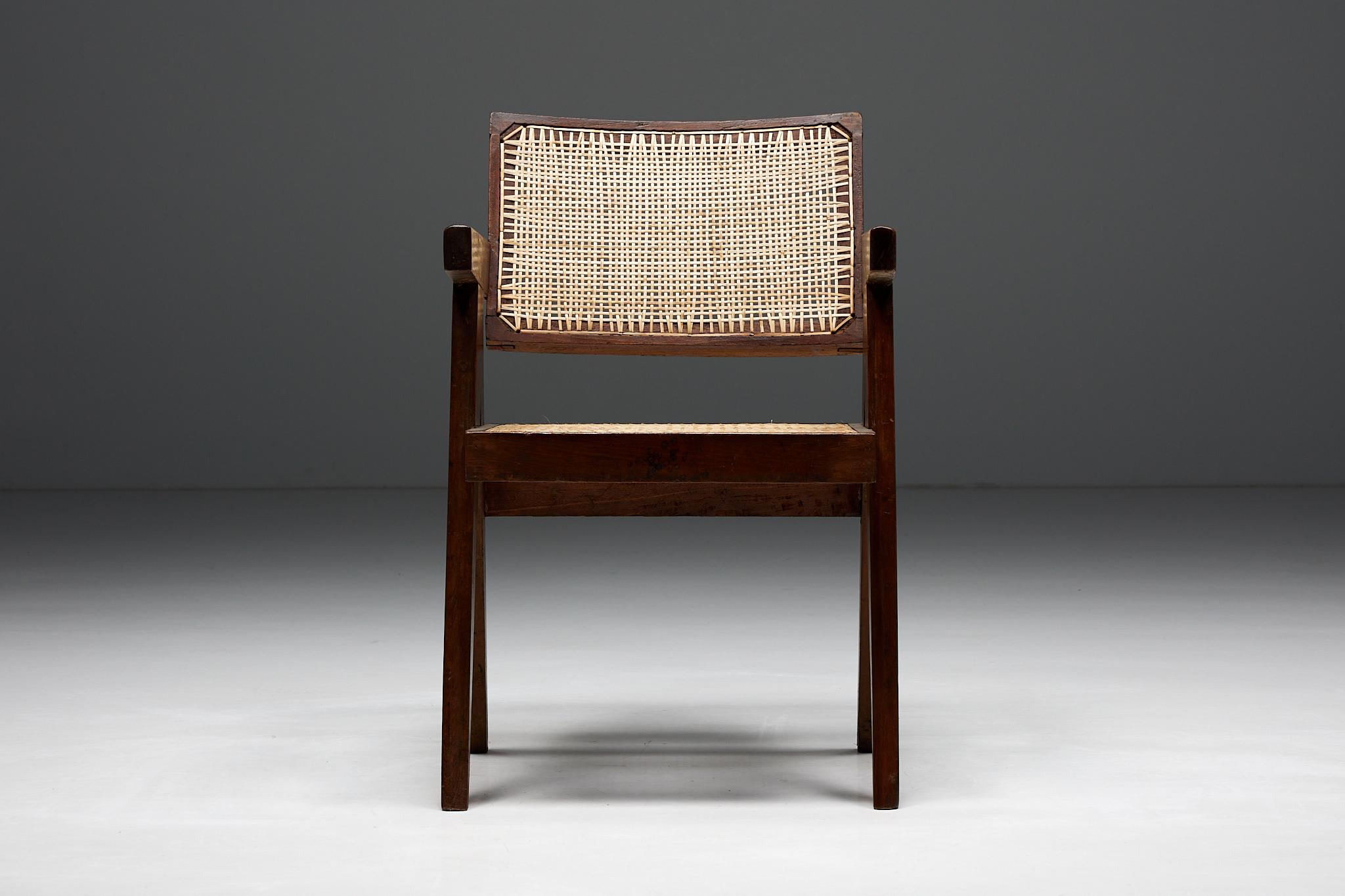 Indian Office Cane Chairs by Pierre Jeanneret, India, 1955 For Sale