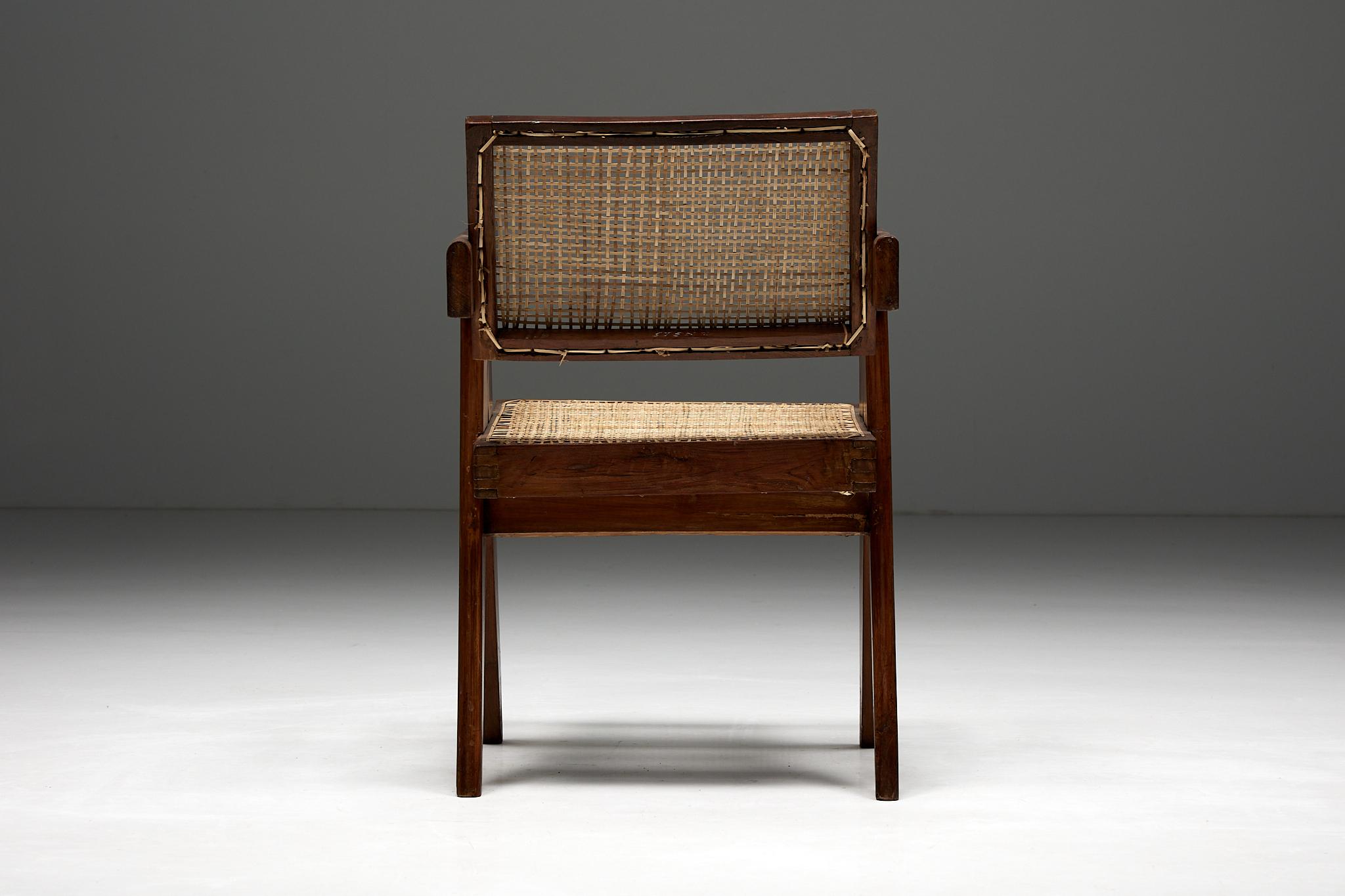 Office Cane Chairs by Pierre Jeanneret, India, 1955 For Sale 1