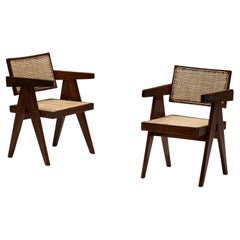 Used Office Cane Chairs by Pierre Jeanneret, India, 1955