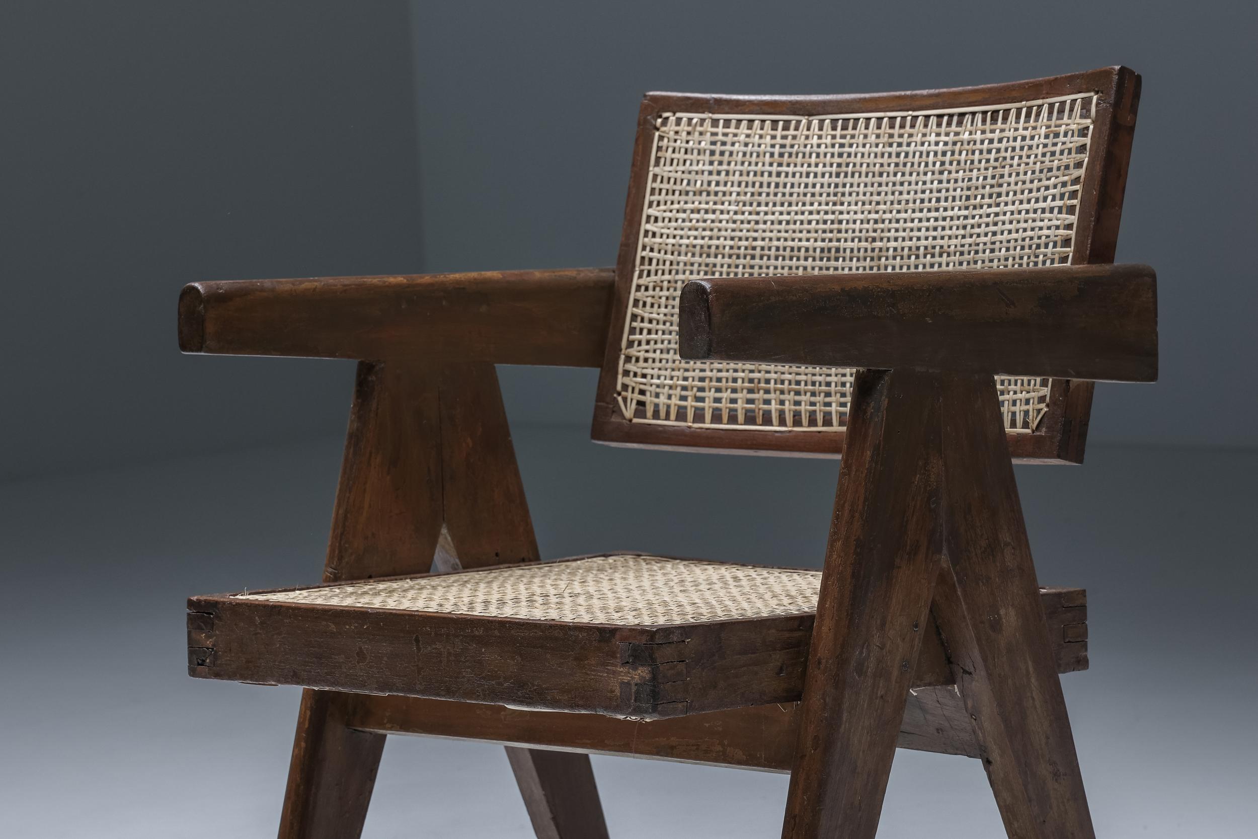Office Cane Chairs by Pierre Jeanneret, PJ-SI-28-A, Chandigarh, 1955 For Sale 4