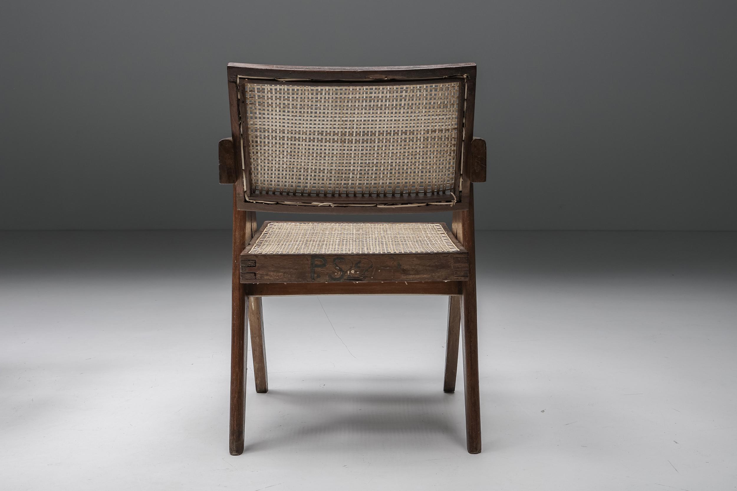 Office Cane Chairs by Pierre Jeanneret, PJ-SI-28-A, Chandigarh, 1955 For Sale 5