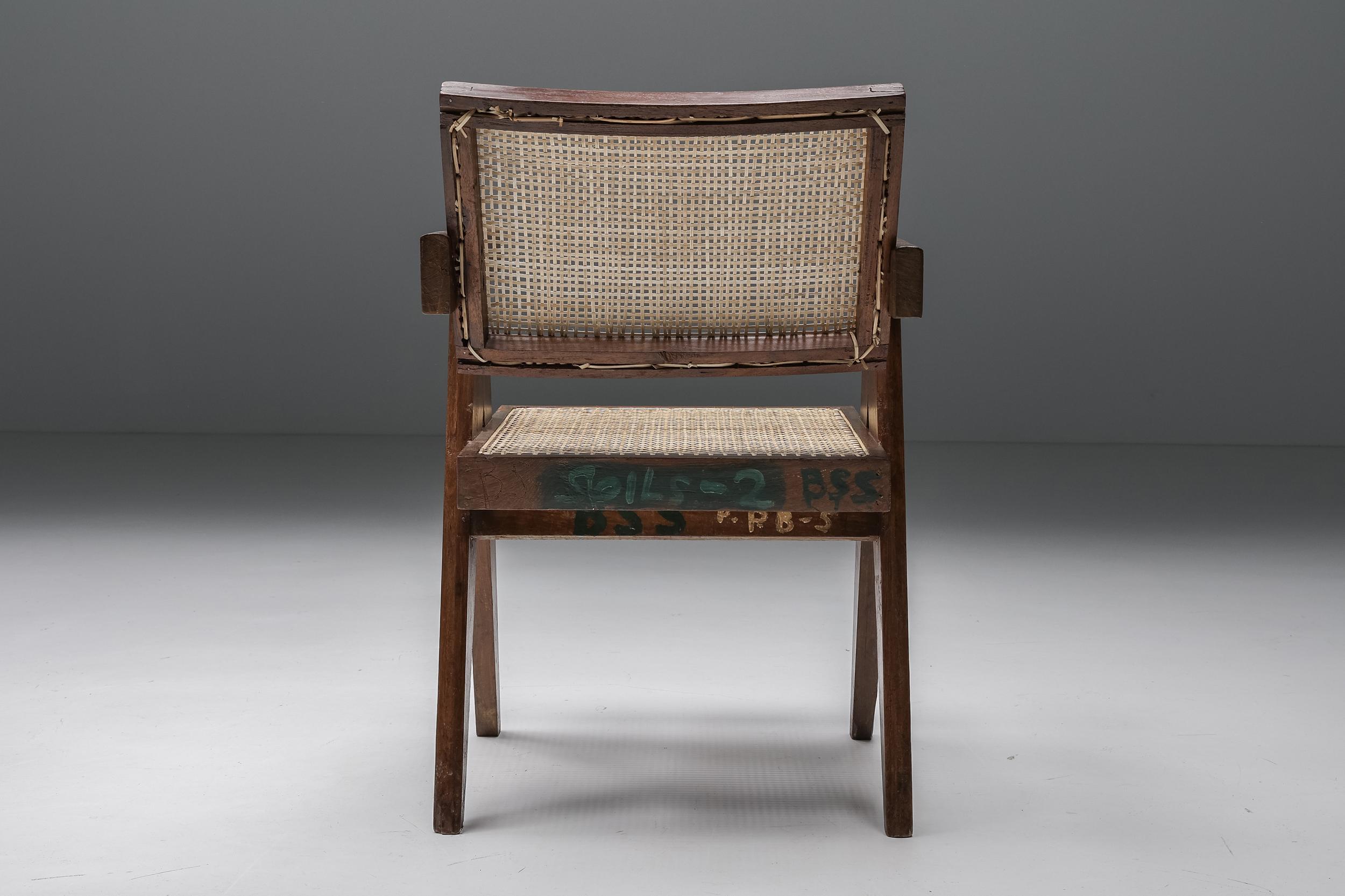 Office Cane Chairs by Pierre Jeanneret, PJ-SI-28-A, Chandigarh, 1955 For Sale 7