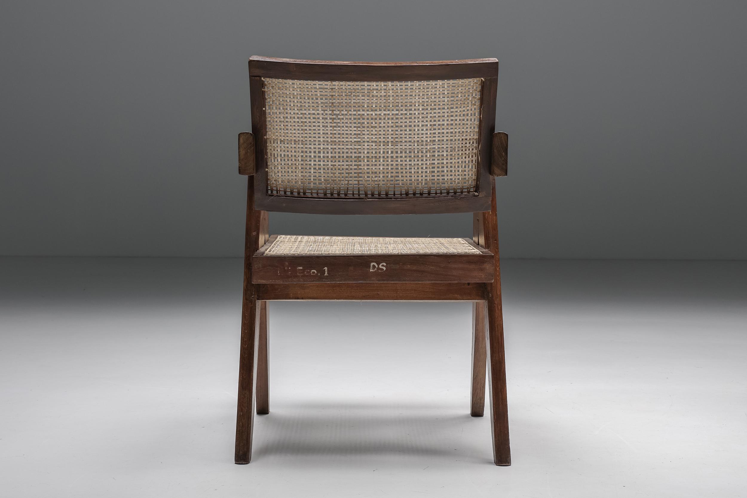 Office Cane Chairs by Pierre Jeanneret, PJ-SI-28-A, Chandigarh, 1955 For Sale 9