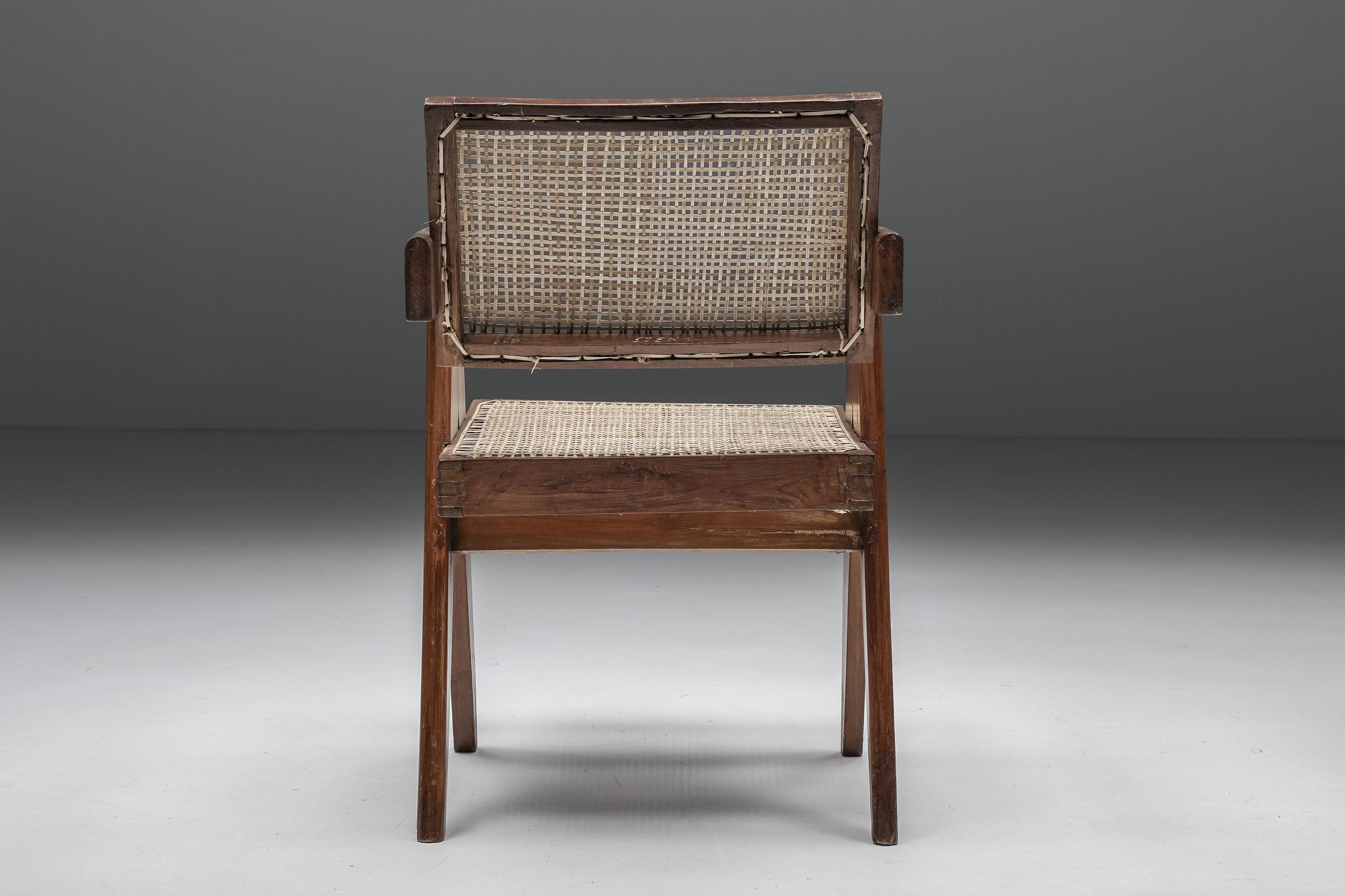 Office Cane Chairs by Pierre Jeanneret, PJ-SI-28-A, Chandigarh, 1955 For Sale 11