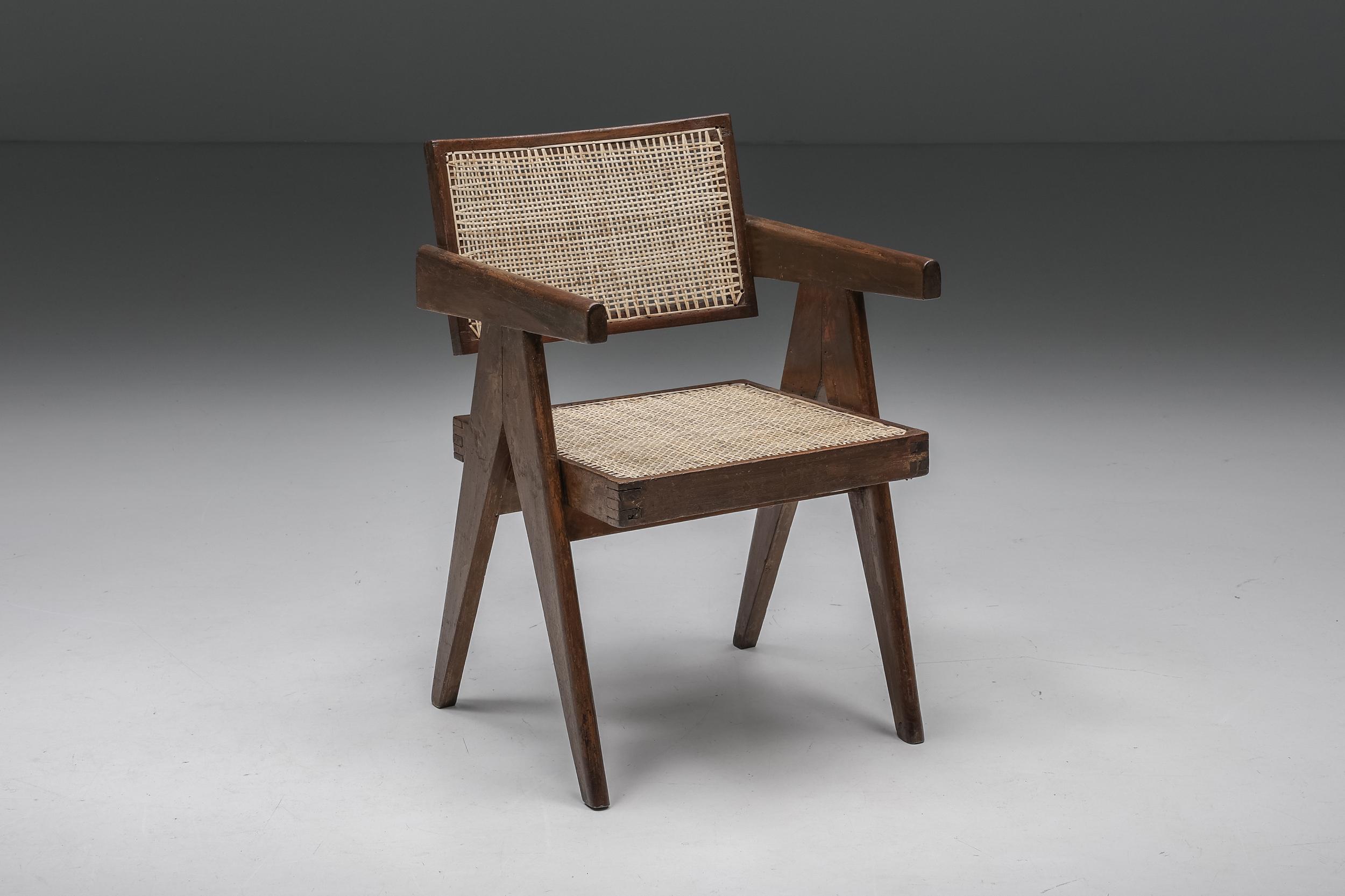 Office Cane Chairs by Pierre Jeanneret, PJ-SI-28-A, Chandigarh, 1955 For Sale 1