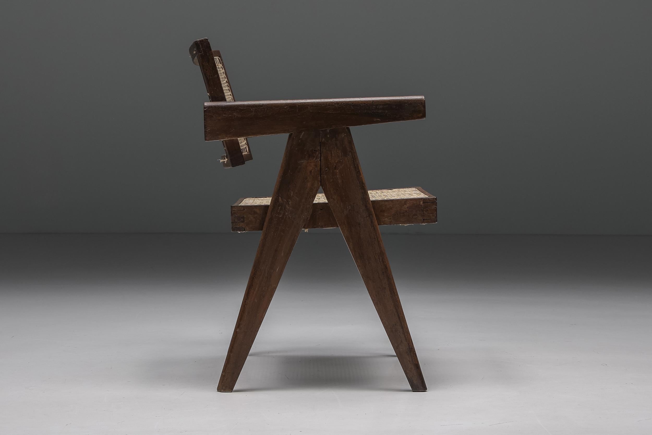 Office Cane Chairs by Pierre Jeanneret, PJ-SI-28-A, Chandigarh, 1955 For Sale 2