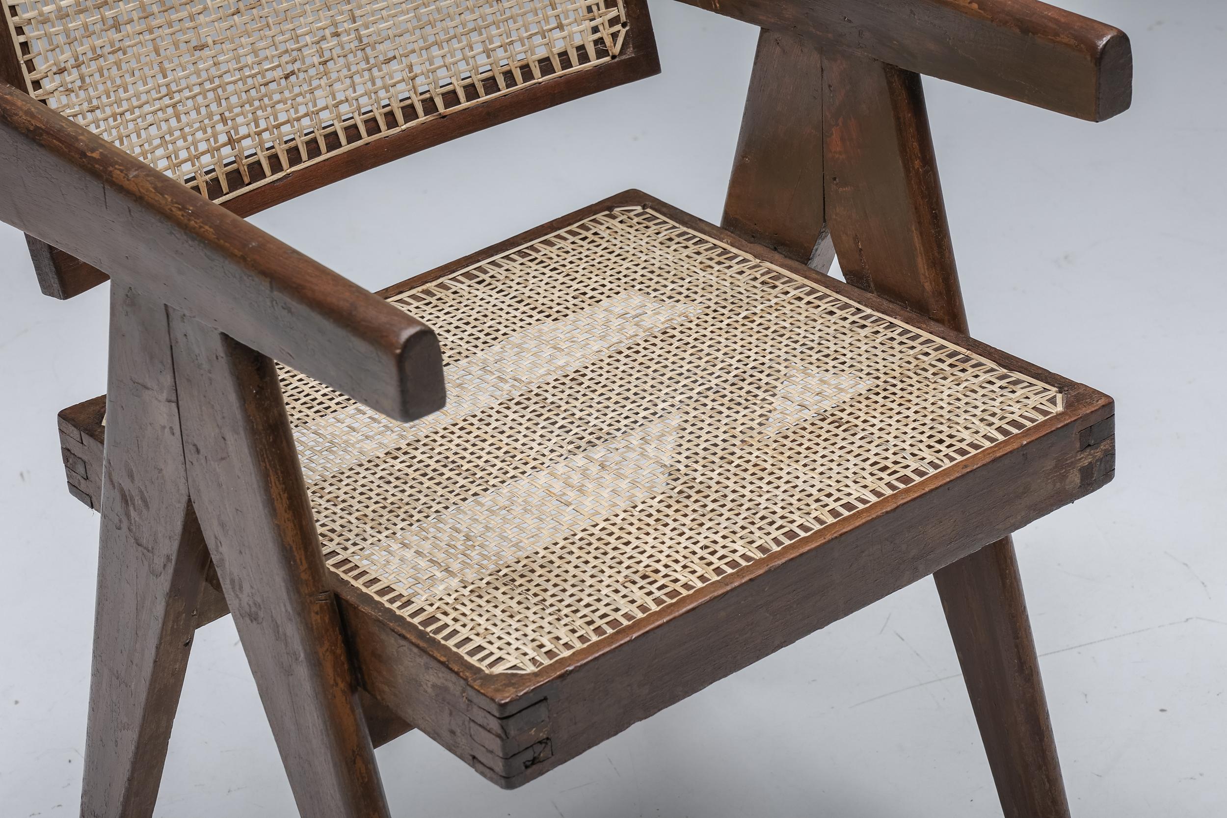 Office Cane Chairs by Pierre Jeanneret, PJ-SI-28-A, Chandigarh, 1955 For Sale 3