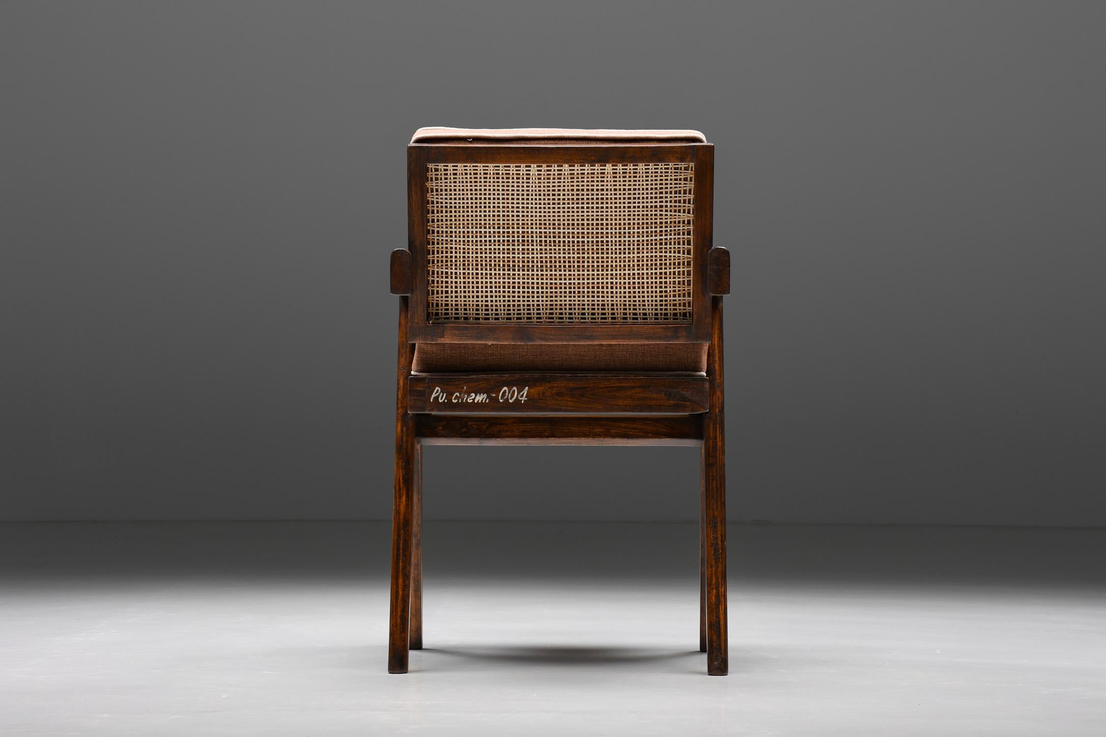 Office Cane Chairs by Pierre Jeanneret, PJ-SI-28-A, Rosewood, Chandigarh, 1955 5