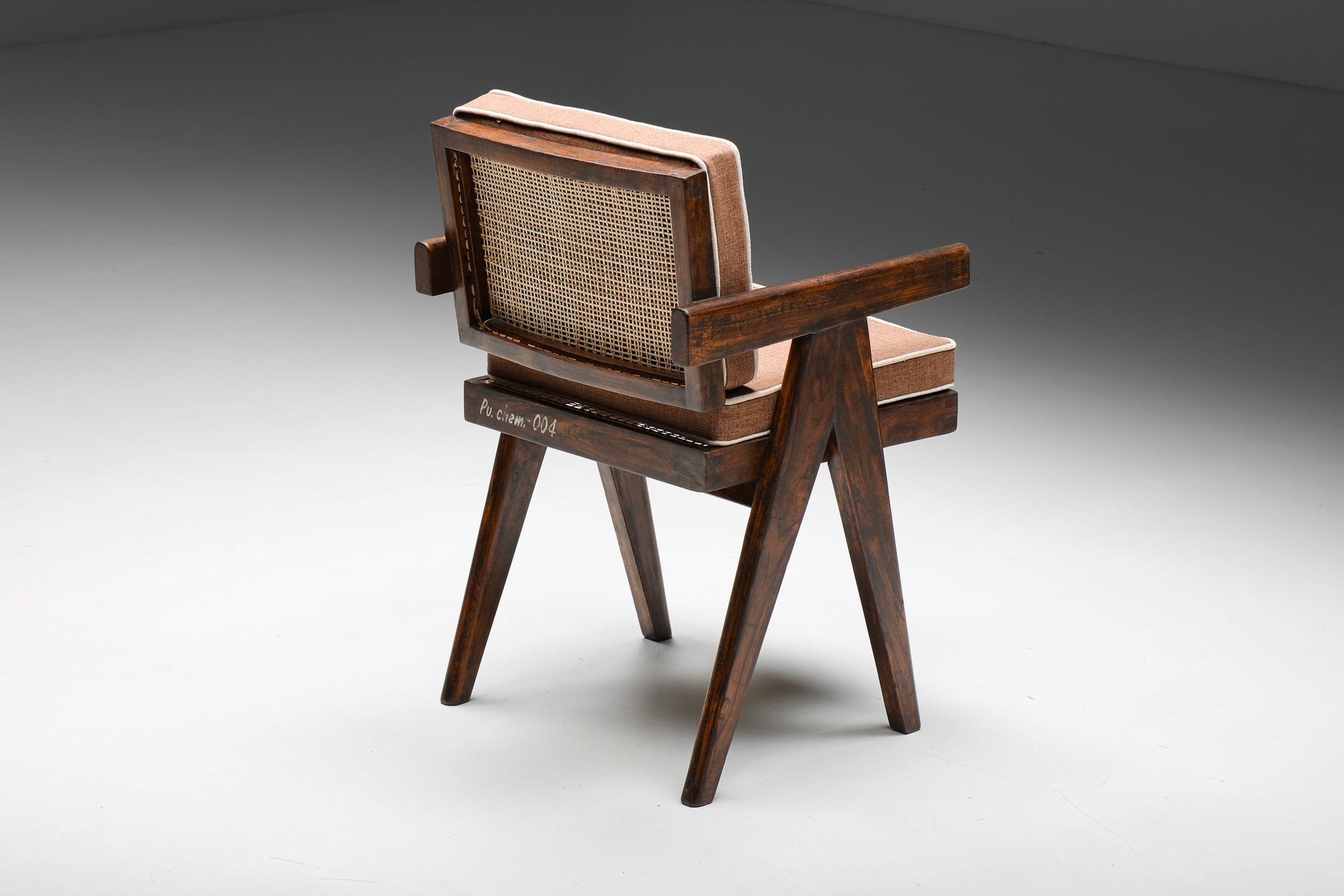 Office Cane Chairs by Pierre Jeanneret, PJ-SI-28-A, Rosewood, Chandigarh, 1955 6