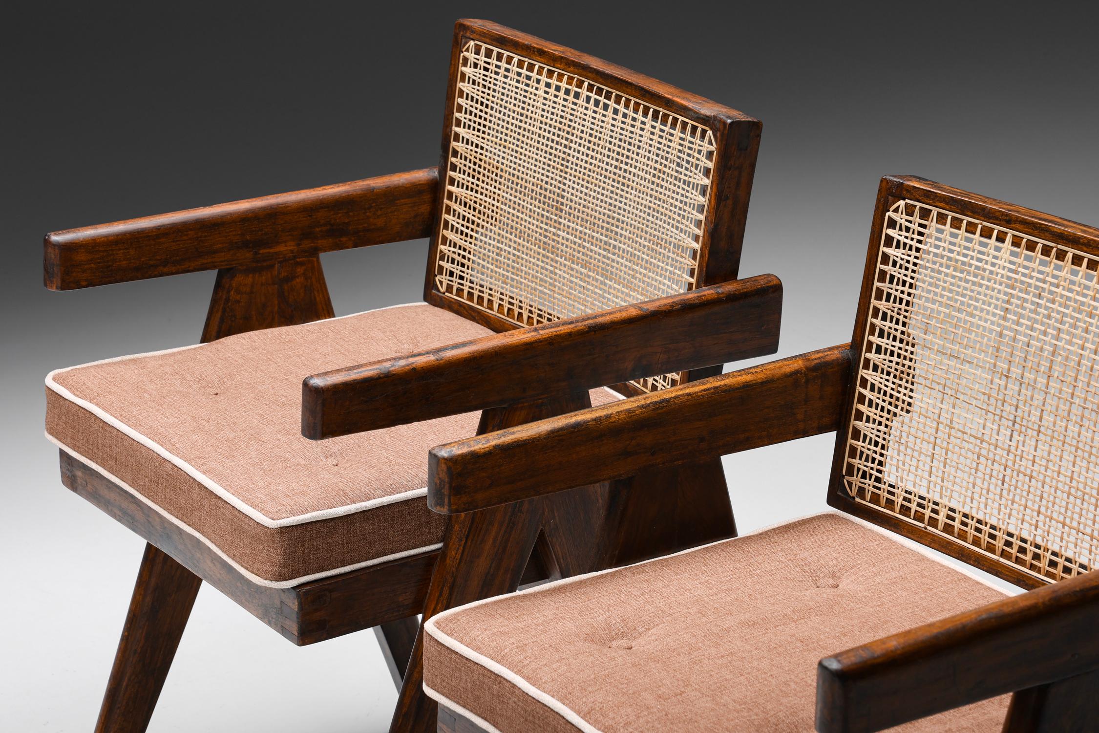 Office Cane Chairs by Pierre Jeanneret, PJ-SI-28-A, Rosewood, Chandigarh, 1955 1