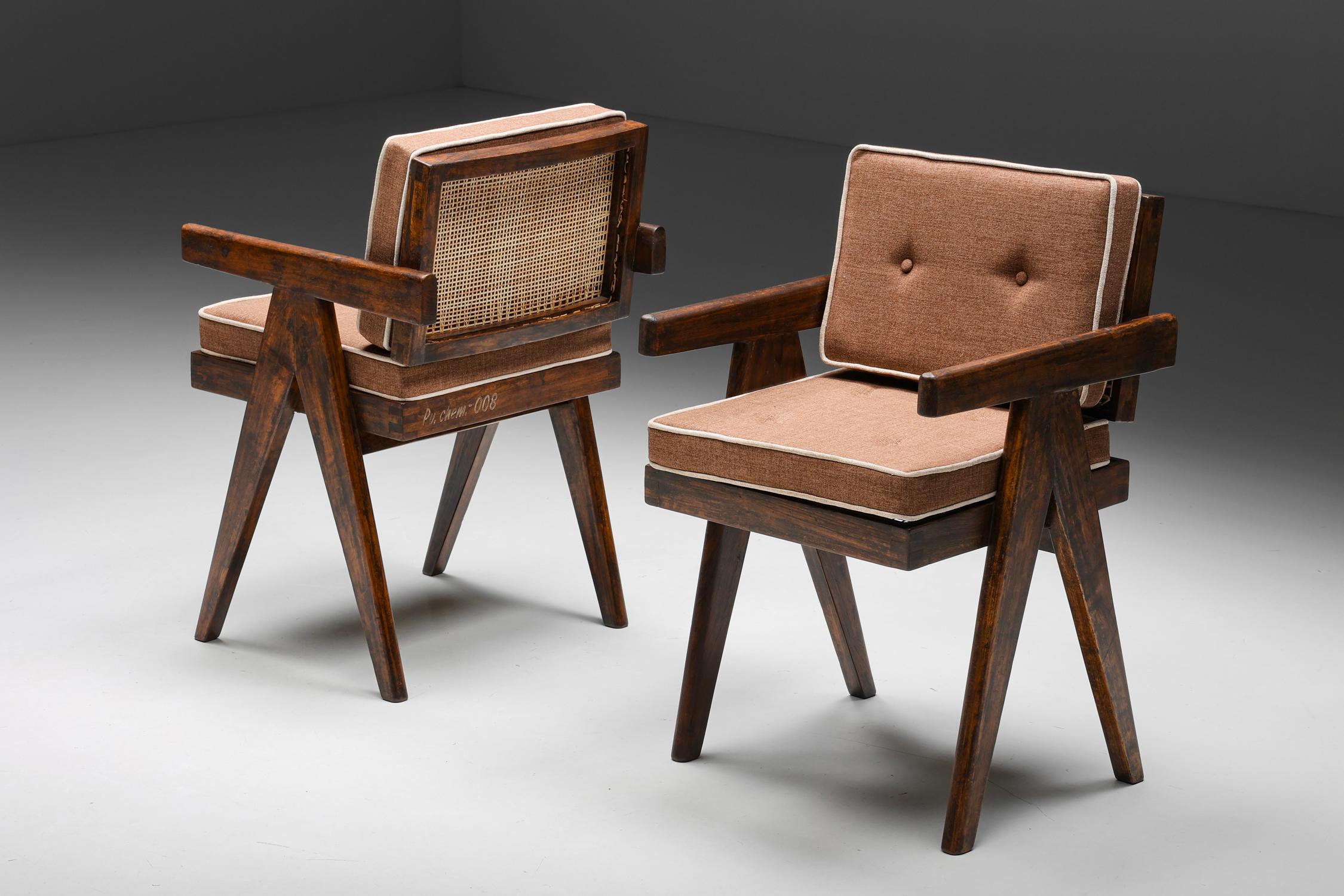 Office Cane Chairs by Pierre Jeanneret, PJ-SI-28-A, Rosewood, Chandigarh, 1955 2