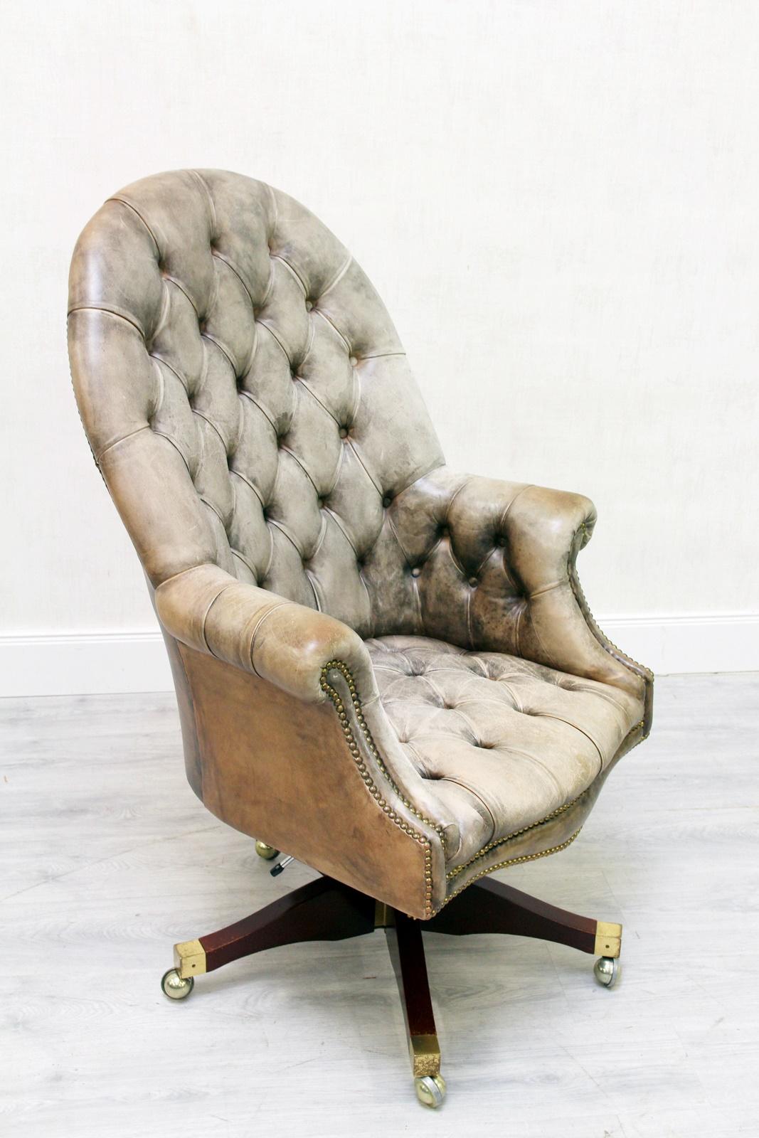 Office Chair Antique Chesterfield Armchair Office Armchair Leather Vintage 1