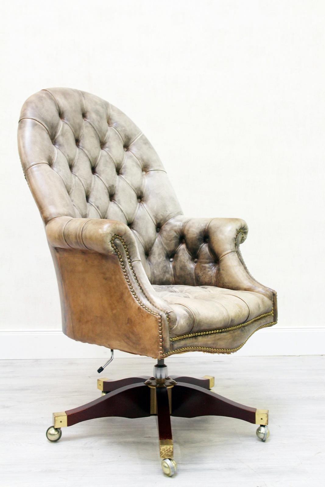 Office Chair Antique Chesterfield Armchair Office Armchair Leather Vintage 2