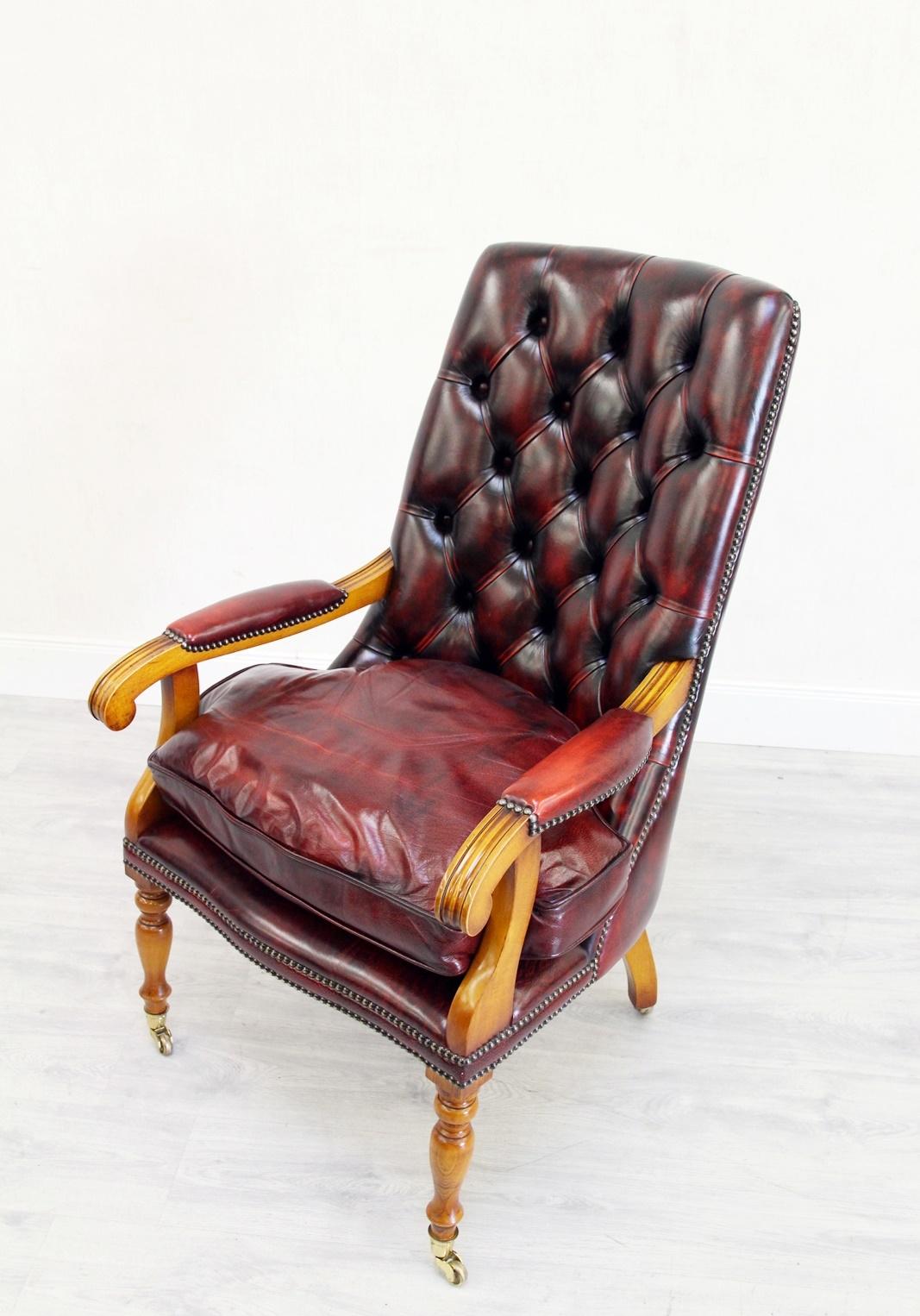 Office Chair Antique Chesterfield Armchair Office Chair Leather Vintage Chair For Sale 1