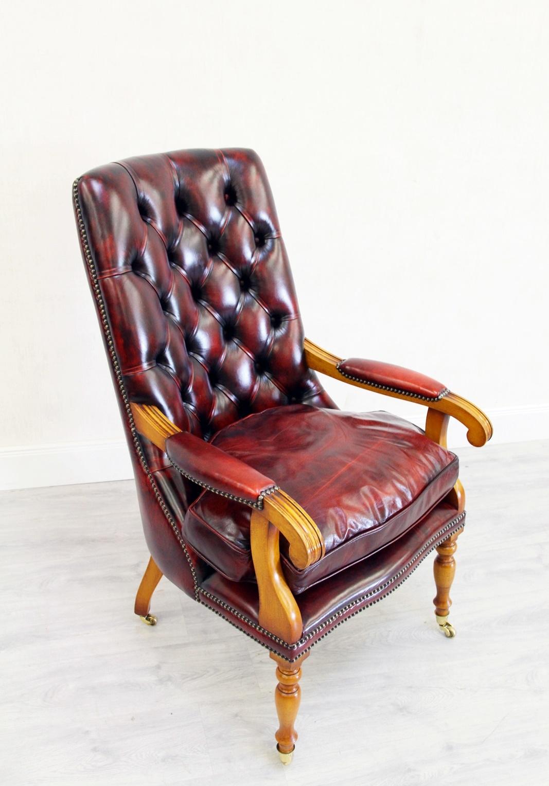 Office Chair Antique Chesterfield Armchair Office Chair Leather Vintage Chair For Sale 2