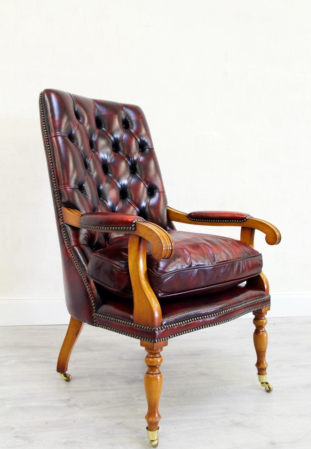 Office Chair Antique Chesterfield Armchair Office Chair Leather Vintage Chair For Sale 3