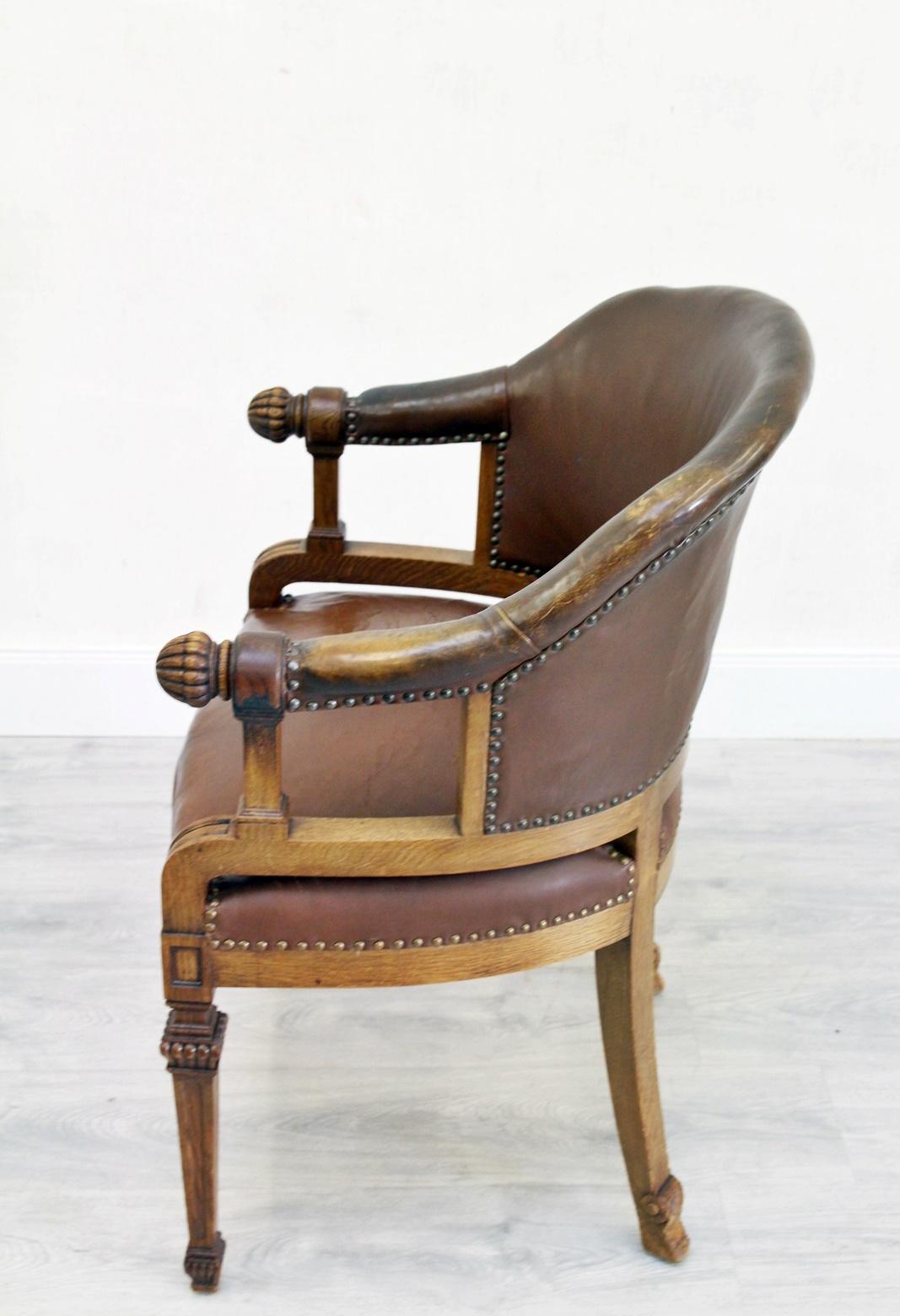 Office Chair Antique Early Days Armchair Office Armchair Leather Vintage Chair For Sale 1