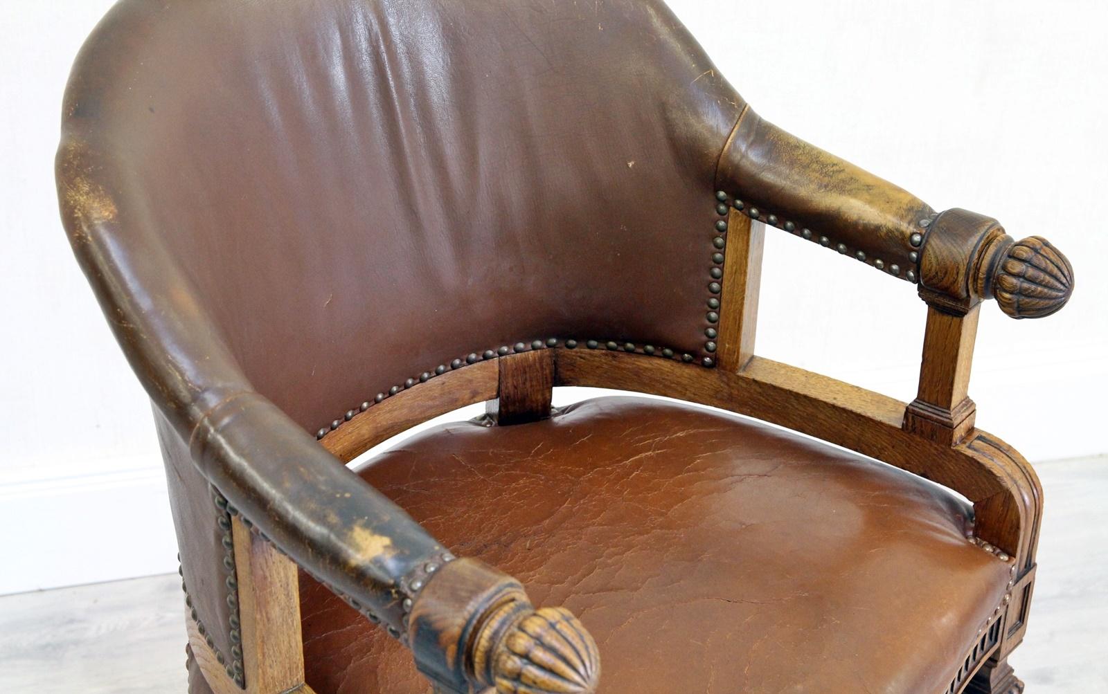 Office Chair Antique Early Days Armchair Office Armchair Leather Vintage Chair For Sale 2