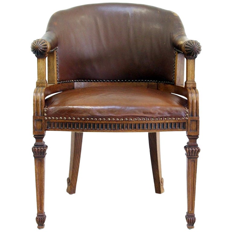 Office Chair Antique Early Days Armchair Office Armchair Leather Vintage Chair For Sale at 1stDibs