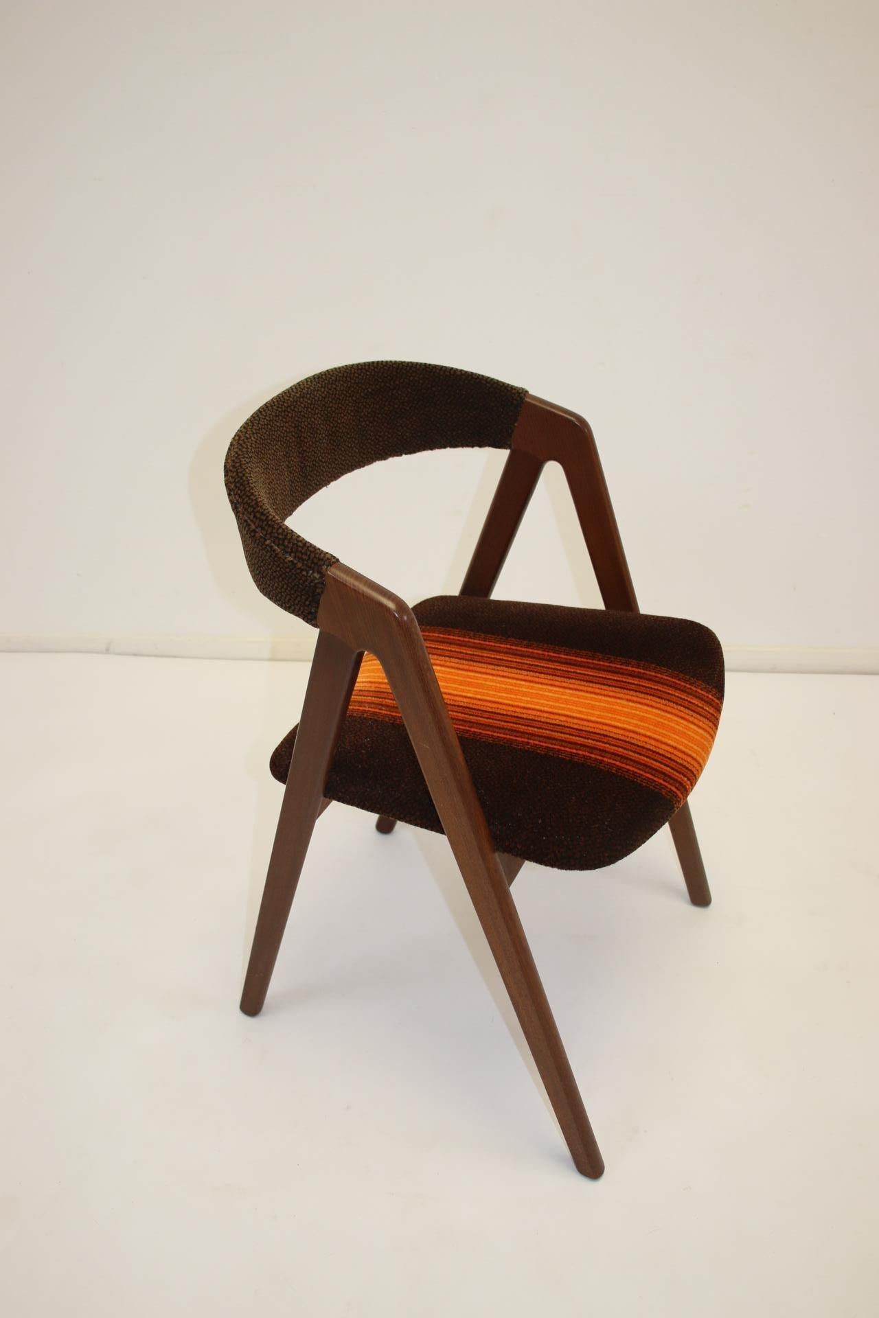 Mid-Century Modern Office Chair Danish Design with Brown/Orange Fabric
