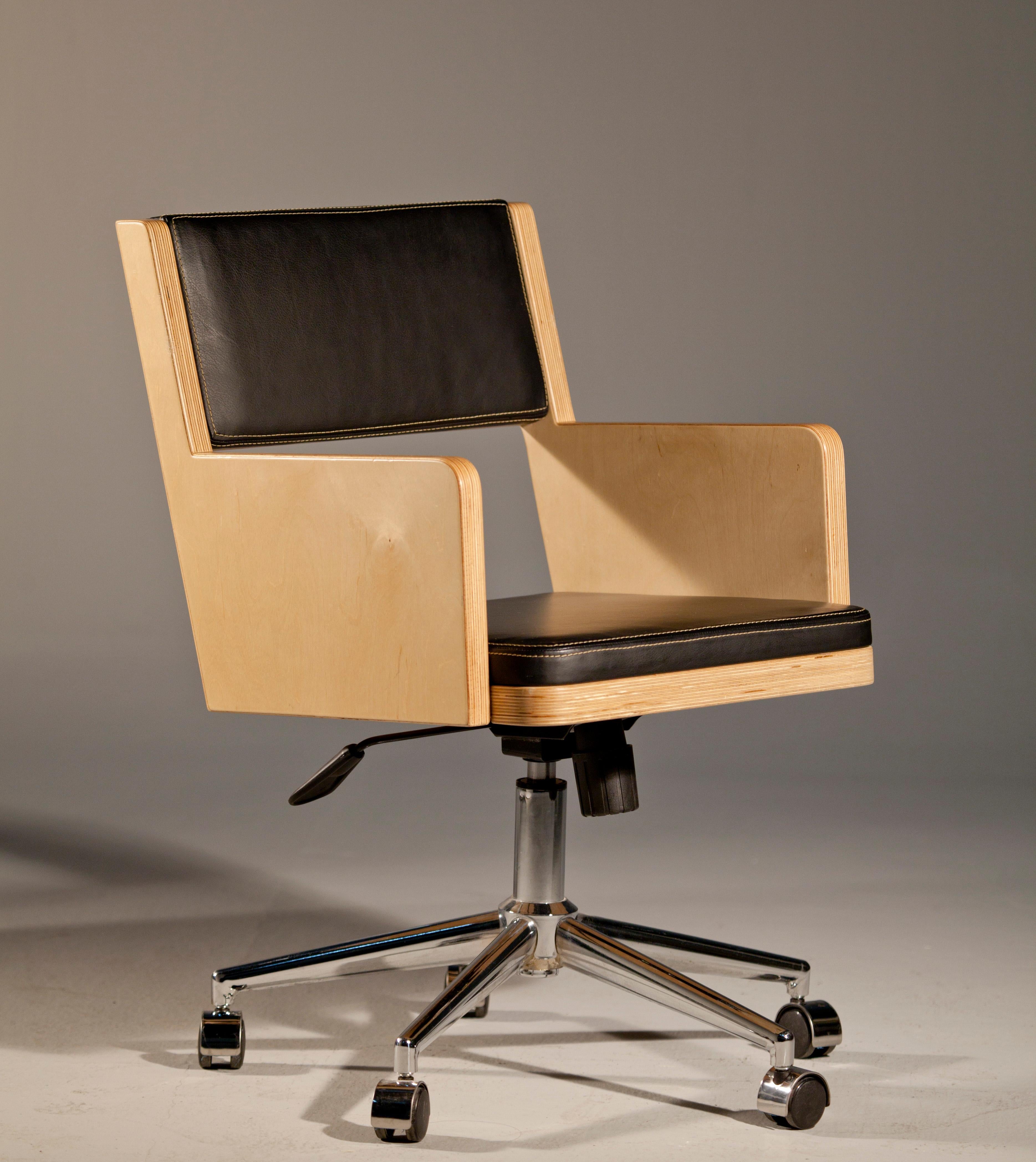 wood leather office chair