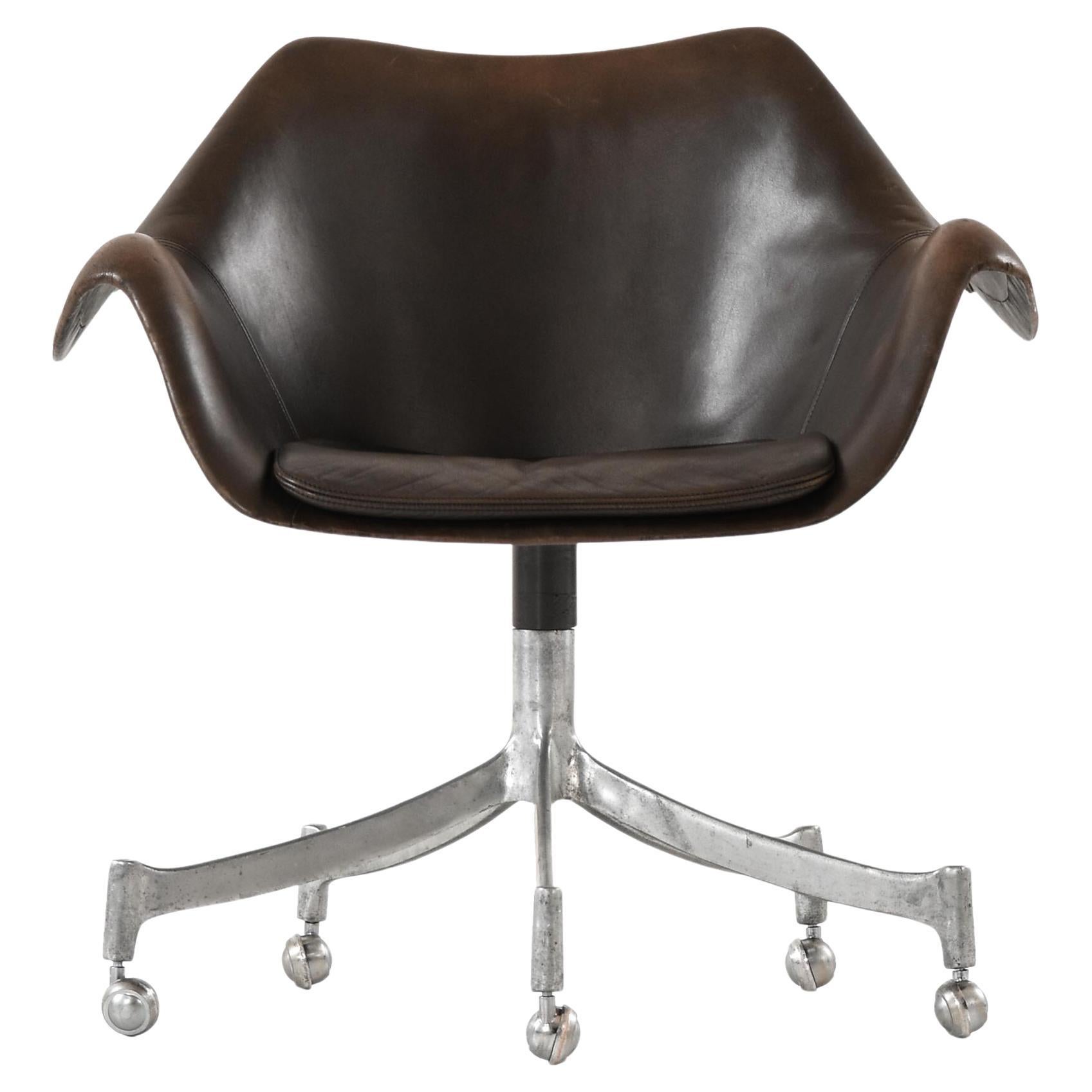 Office Chair in Aluminum and Leather by Jørgen Lund & Ole Larsen, 1960s