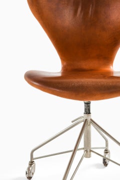 Office Chair in Leather and Steel by Arne Jacobsen, 1968