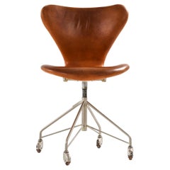 Office Chair in Leather and Steel by Arne Jacobsen, 1968