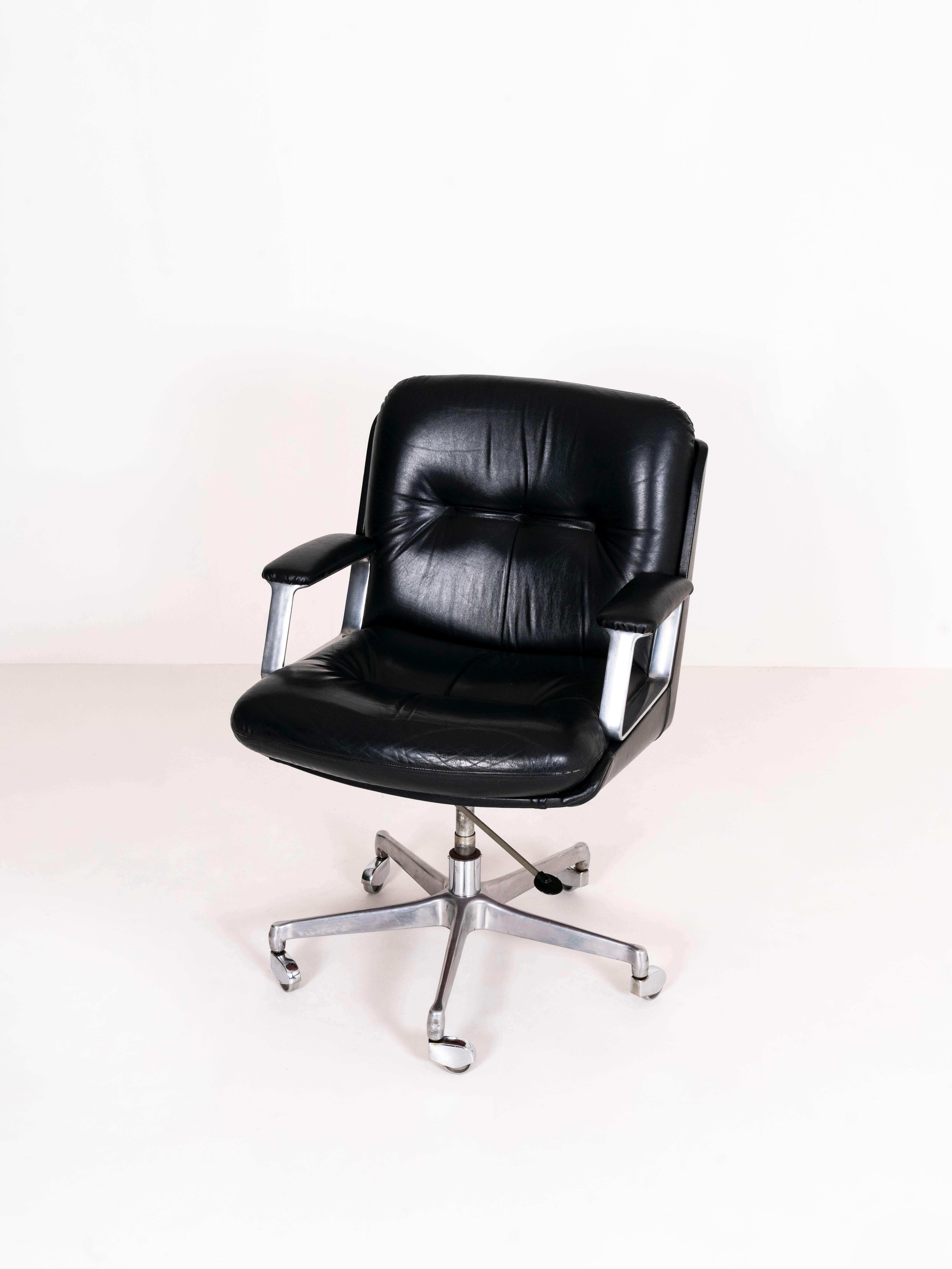 italien Chaise de bureau en cuir par Vaghi, Italie, années 1960